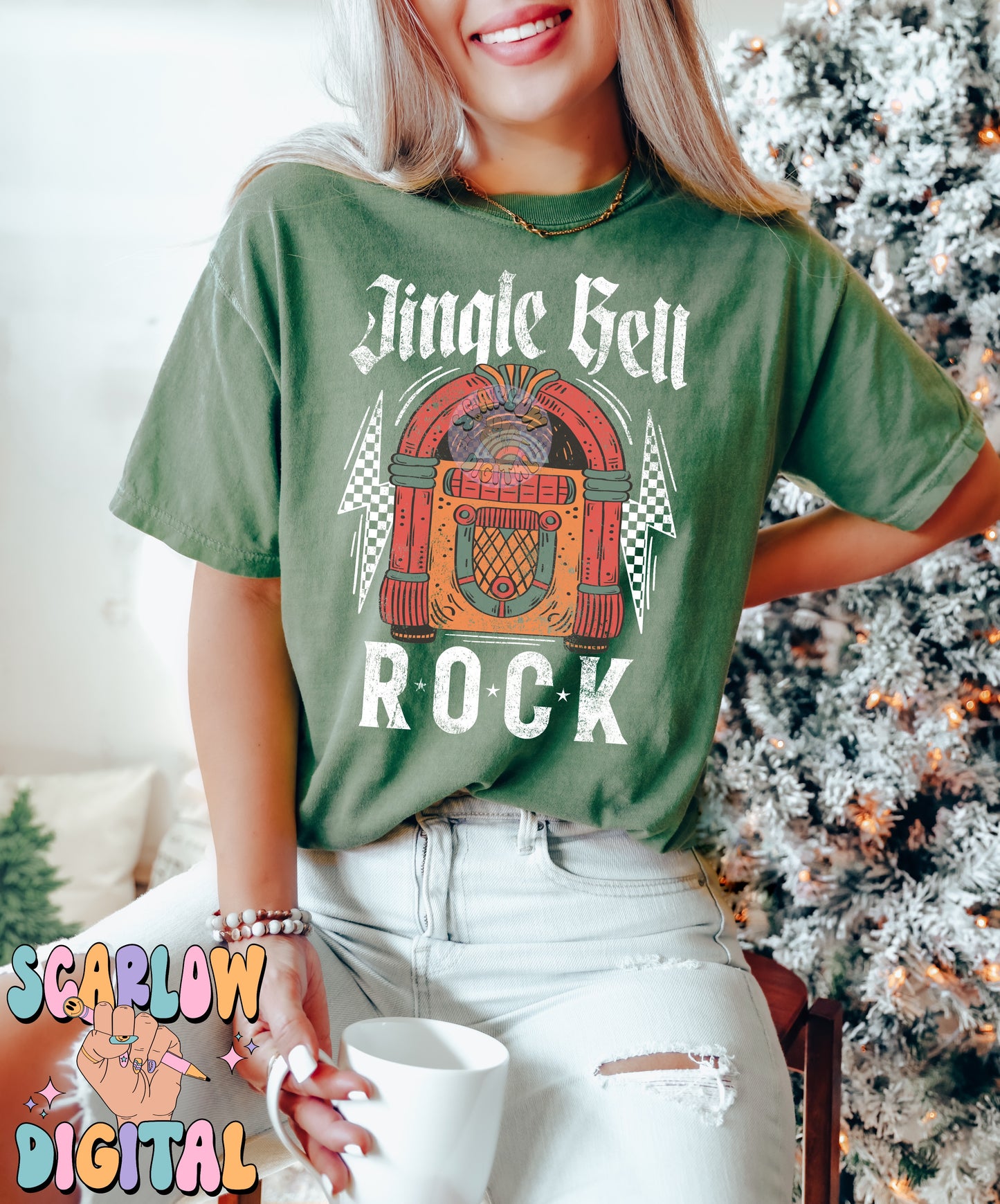 Jingle Bell PNG Digital Design Download, rock and roll png, edgy christmas png, jukebox png, vintage christmas png, grunge christmas designs