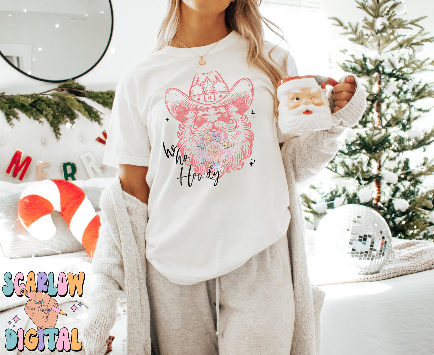 Ho Ho Howdy PNG Digital Design Download, vintage christmas png, santa claus png, country christmas designs, christmas prints, vintage prints