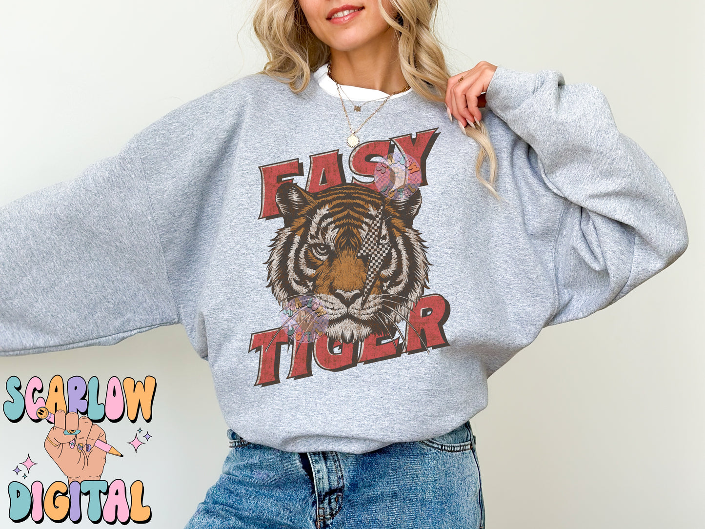 Easy Tiger PNG Digital Design Download, grunge png, edgy png, lightening bolt png, checkers png, mens png, unisex png, png designs for women