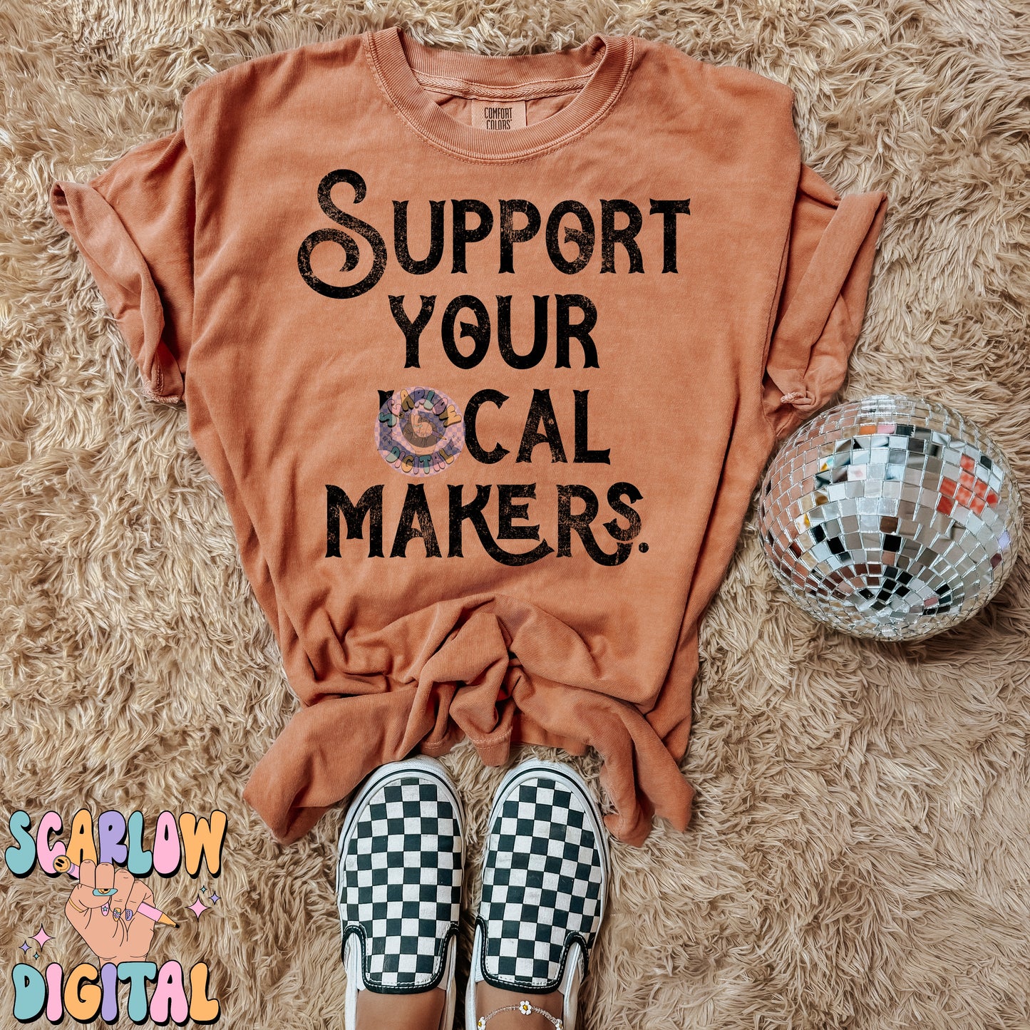 Support Your Local Makers PNG Digital Design Download, small business owner png, shop local png, single color png, grunge png, simple png