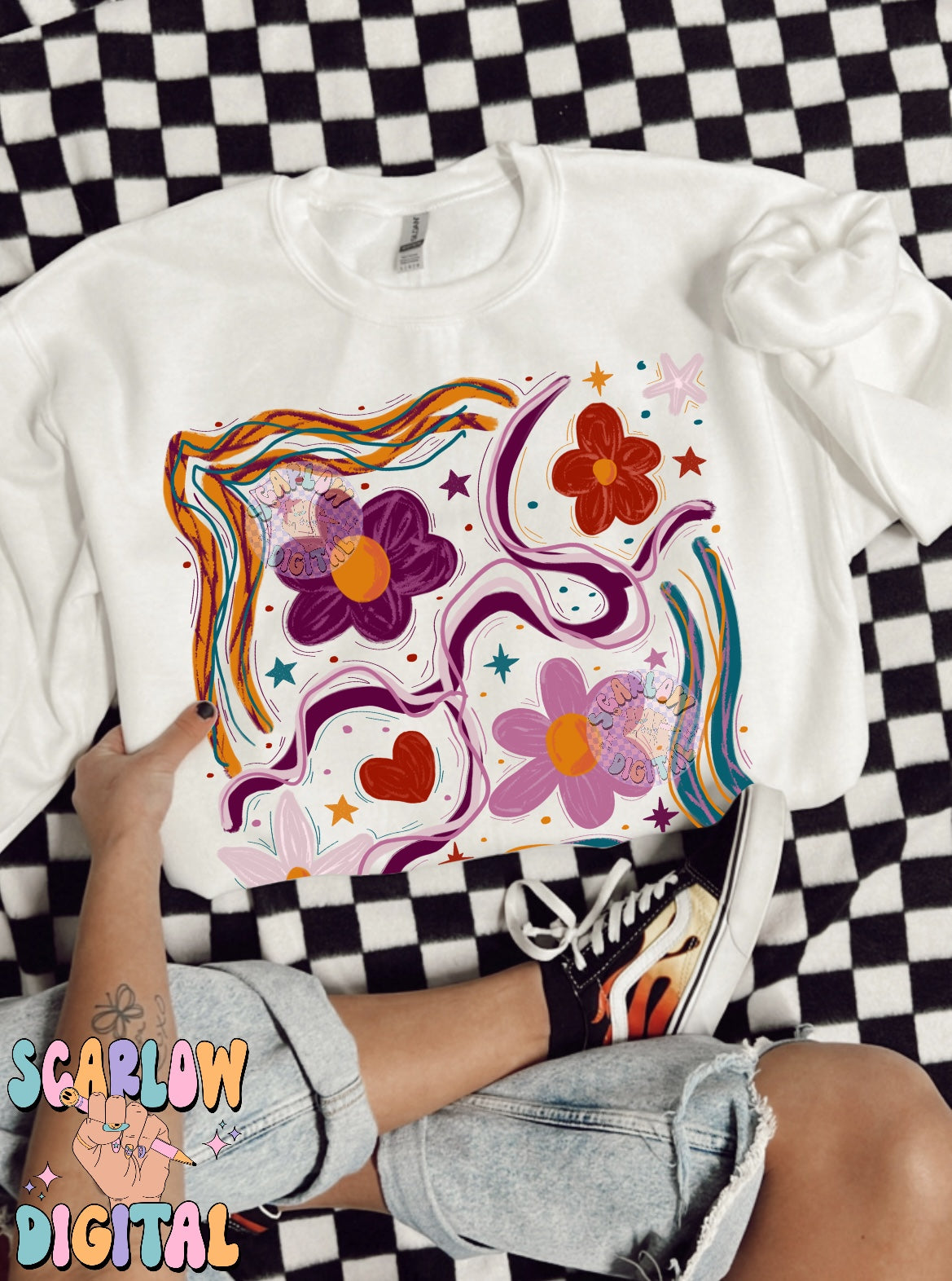 Boho Flowers PNG Digital Design