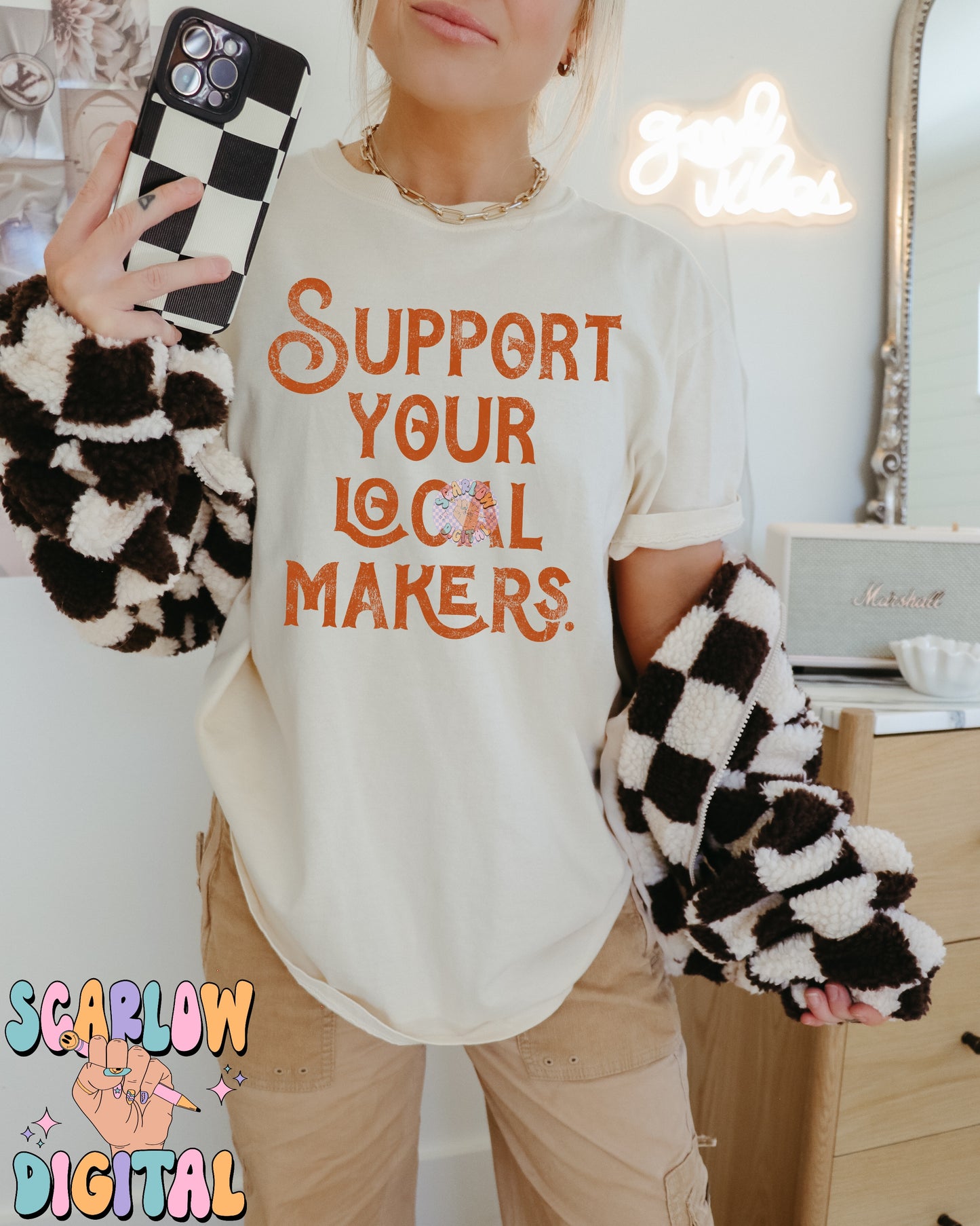 Support Your Local Makers PNG Digital Design Download, small business owner png, shop local png, single color png, grunge png, simple png