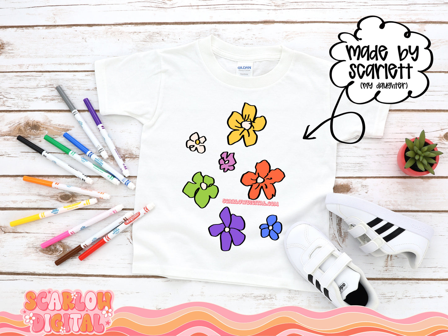 Scarlett's Flowers: Made By My Daughter - PNG Digital Design