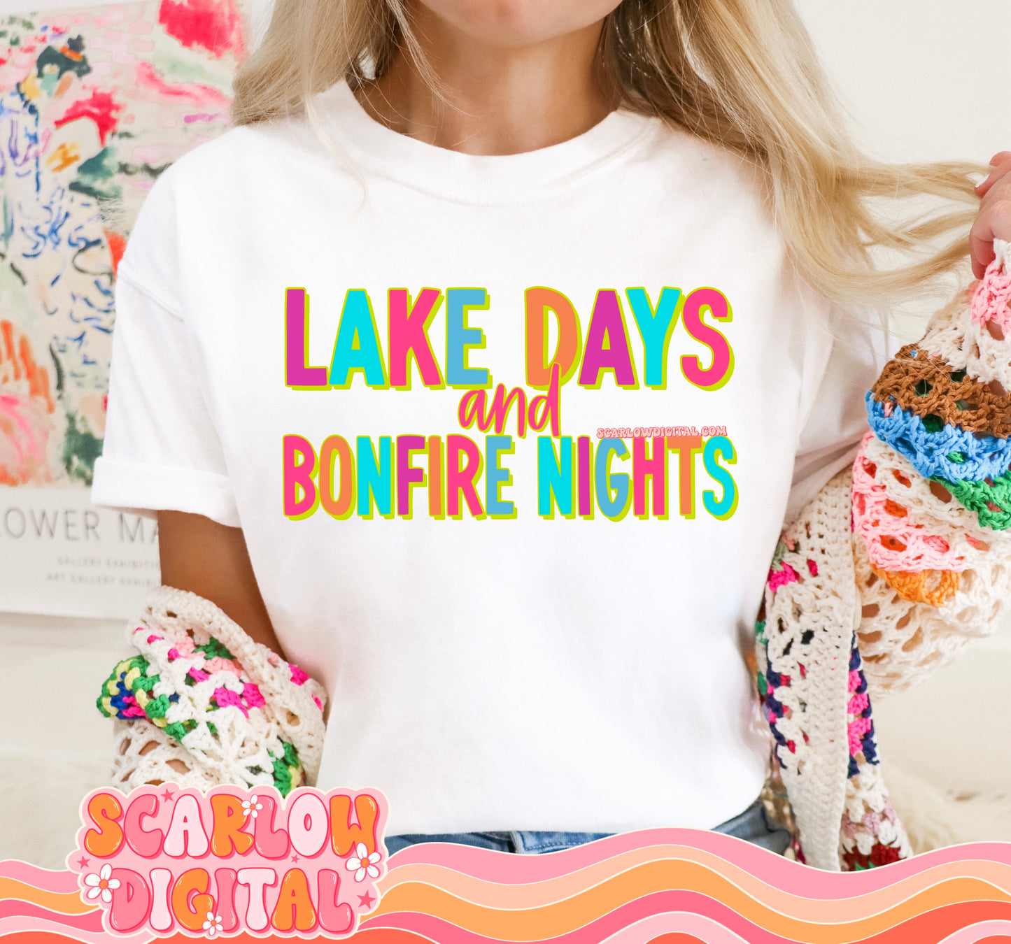 Lake Days and Bonfire Nights PNG Digital Design