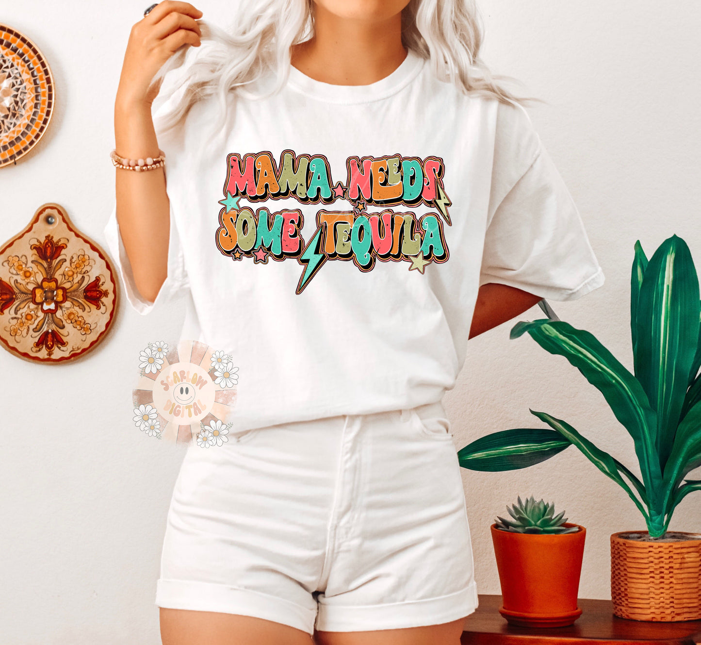 Mama Needs Some Tequila PNG Sublimation Digital Design Download, tequila png, mama png, boho png, retro png, agave png, funny png design