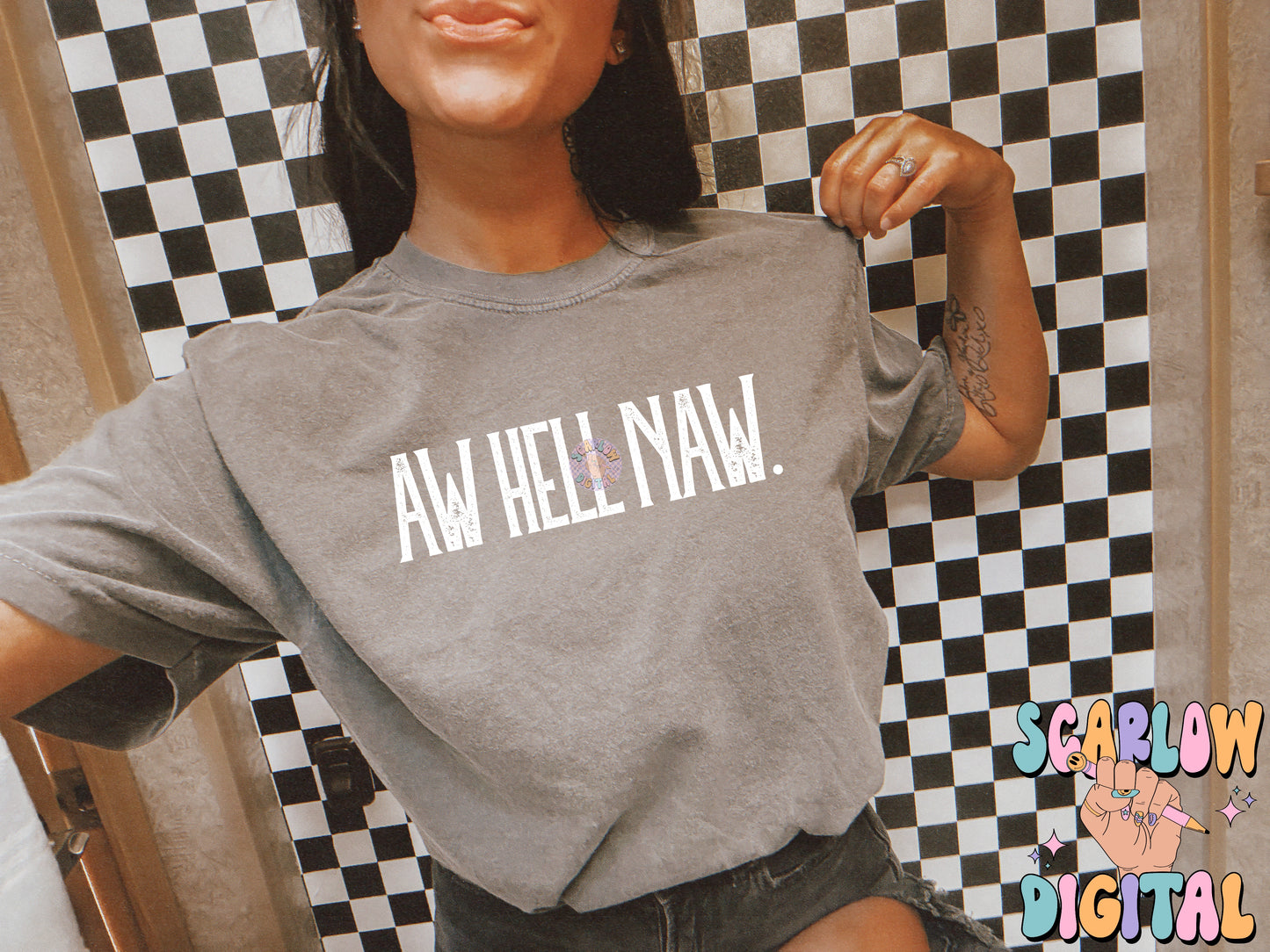 Aw Hell Naw PNG Digital Design, sarcastic png, funny png, adult humor, western png, png for adults, grunge png, edgy png, minimalist png