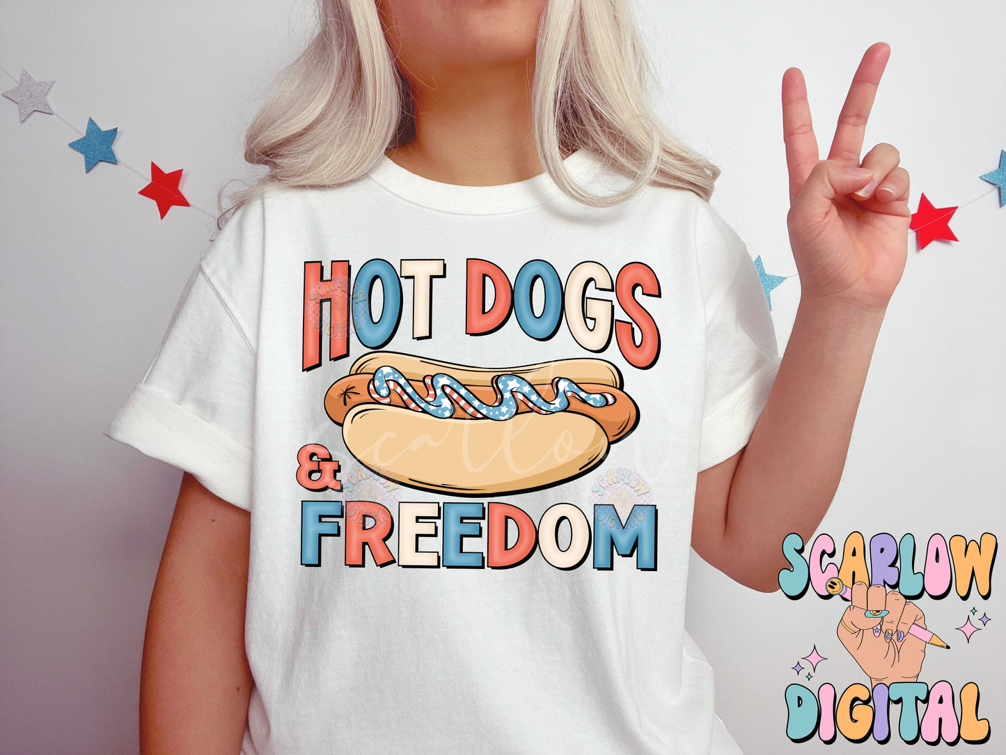 Hot Dogs and Freedom PNG-July 4th Sublimation Digital Design Download-american flag png, summer food png, red white and blue png designs