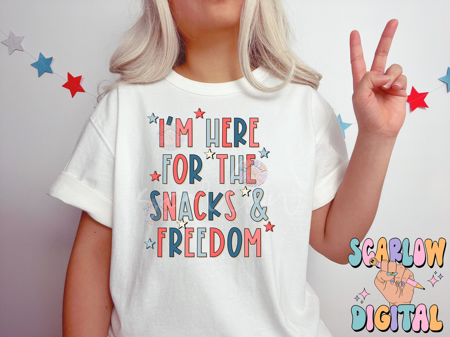I'm Here For The Snacks and Freedom July 4th PNG sublimation Design Download, red white and blue png, Independence Day png, Fourth of July