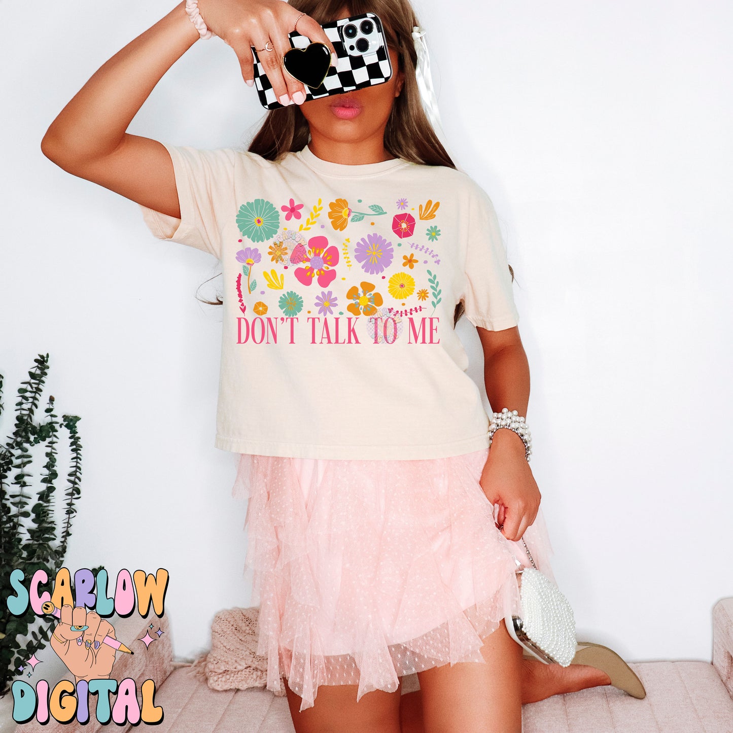 Don't Talk to Me PNG Digital Design Download, snarky png, sarcastic png, funny png, adult designs, adult humor png, trendy flowers png