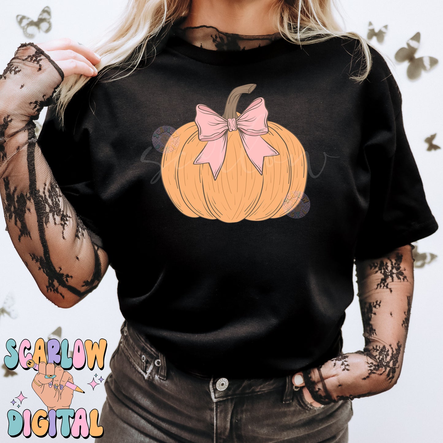 Coquette Pumpkin PNG Digital Design Download, halloween png, fall pumpkin png, pretty pumpkin png, trendy halloween designs, girl fall png