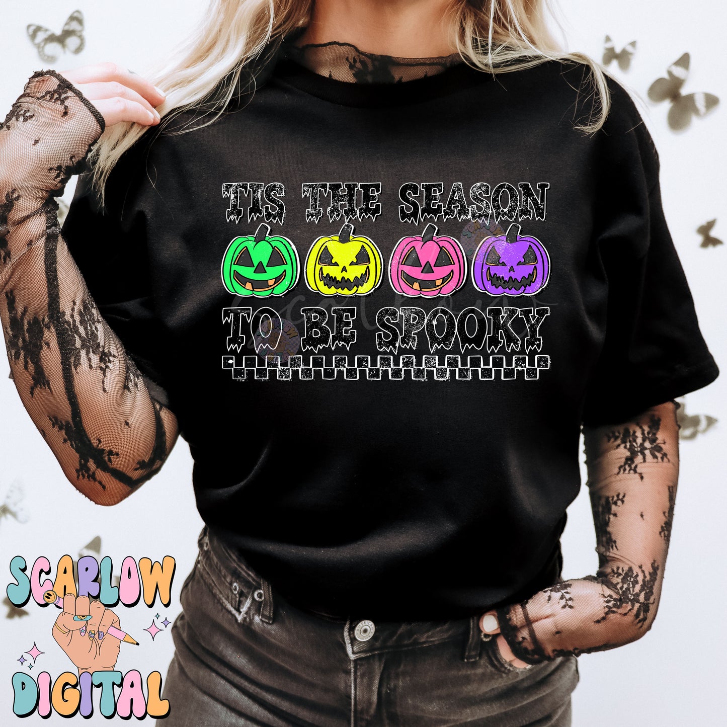 Tis The Season To Be Spooky PNG Digital Design Download, Halloween png, jack o lanterns png, spooky season png, fall png, neon halloween png
