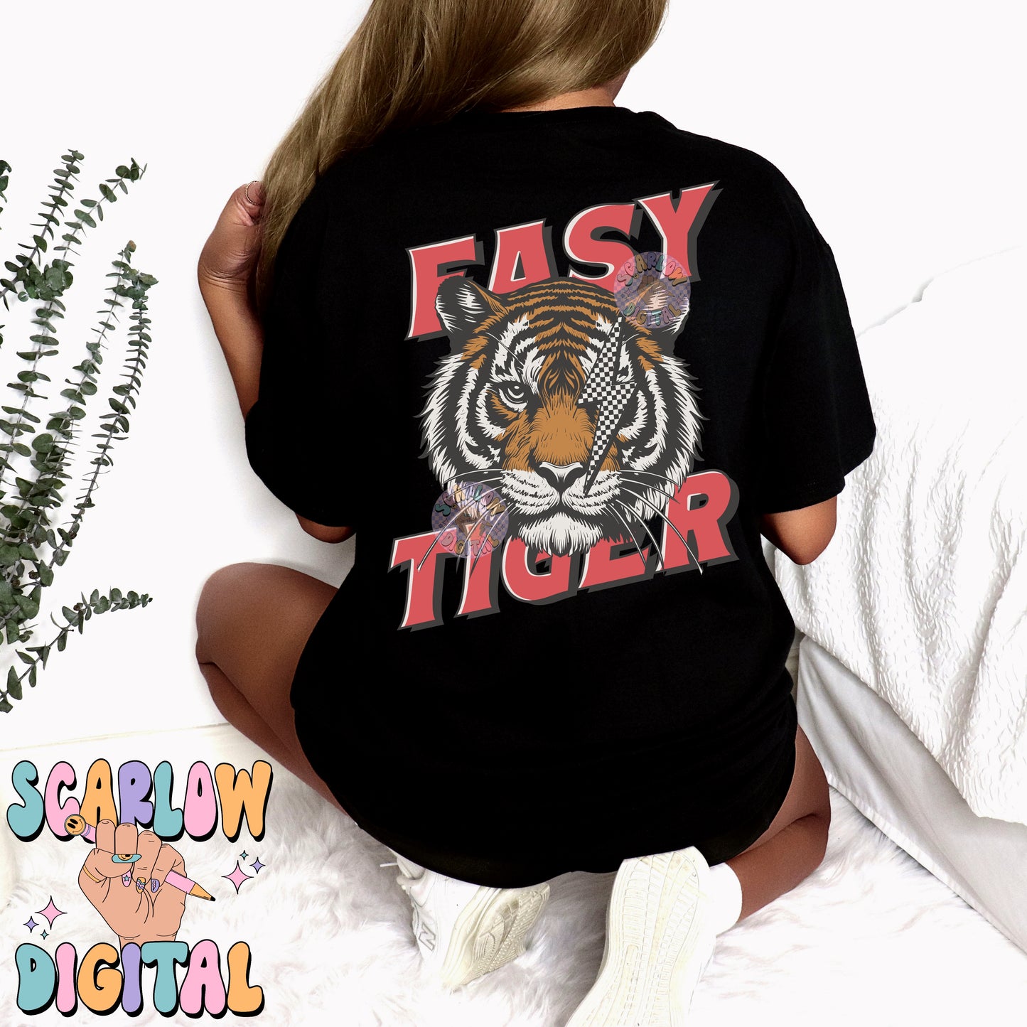 Easy Tiger PNG Front and Back Bundle Digital Design Download, grunge png, edgy png, lightening bolt png, checkers png, mens png, unisex png