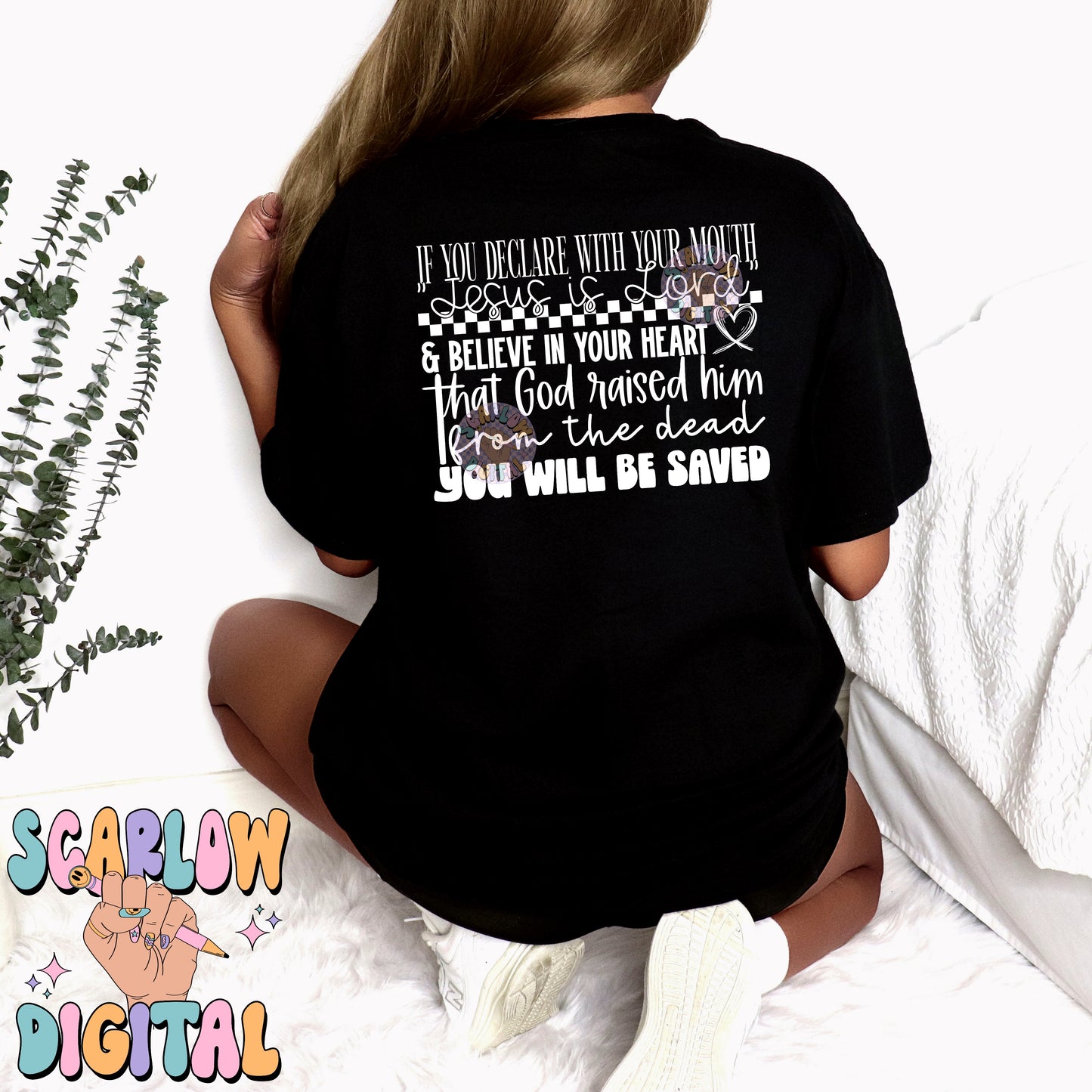 Jesus Saves Front and Back PNG Digital Design Download, amen png, romans png, christian png, prayer png, bible verse png, single color png