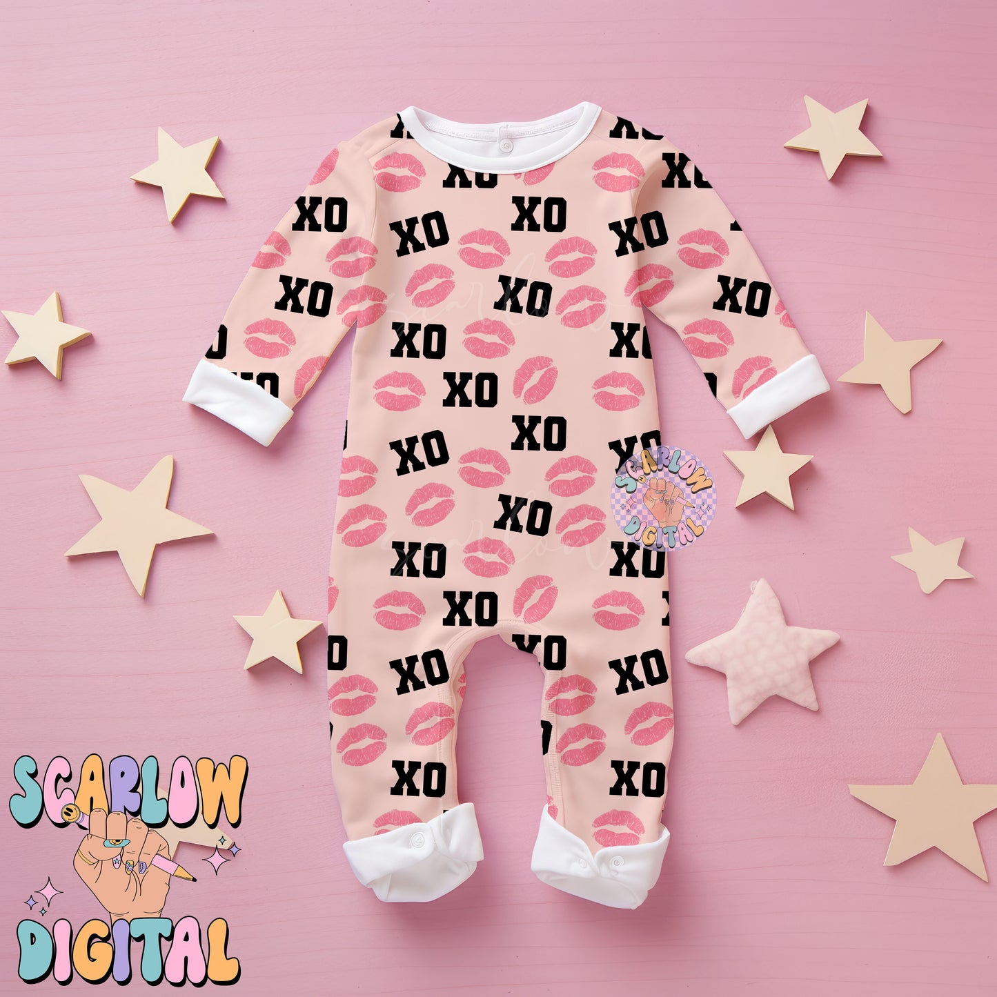 XoXo Seamless Pattern-Valentine's Day Sublimation Digital Design Download-kisses seamless file, vday designs, hearts seamless file designs