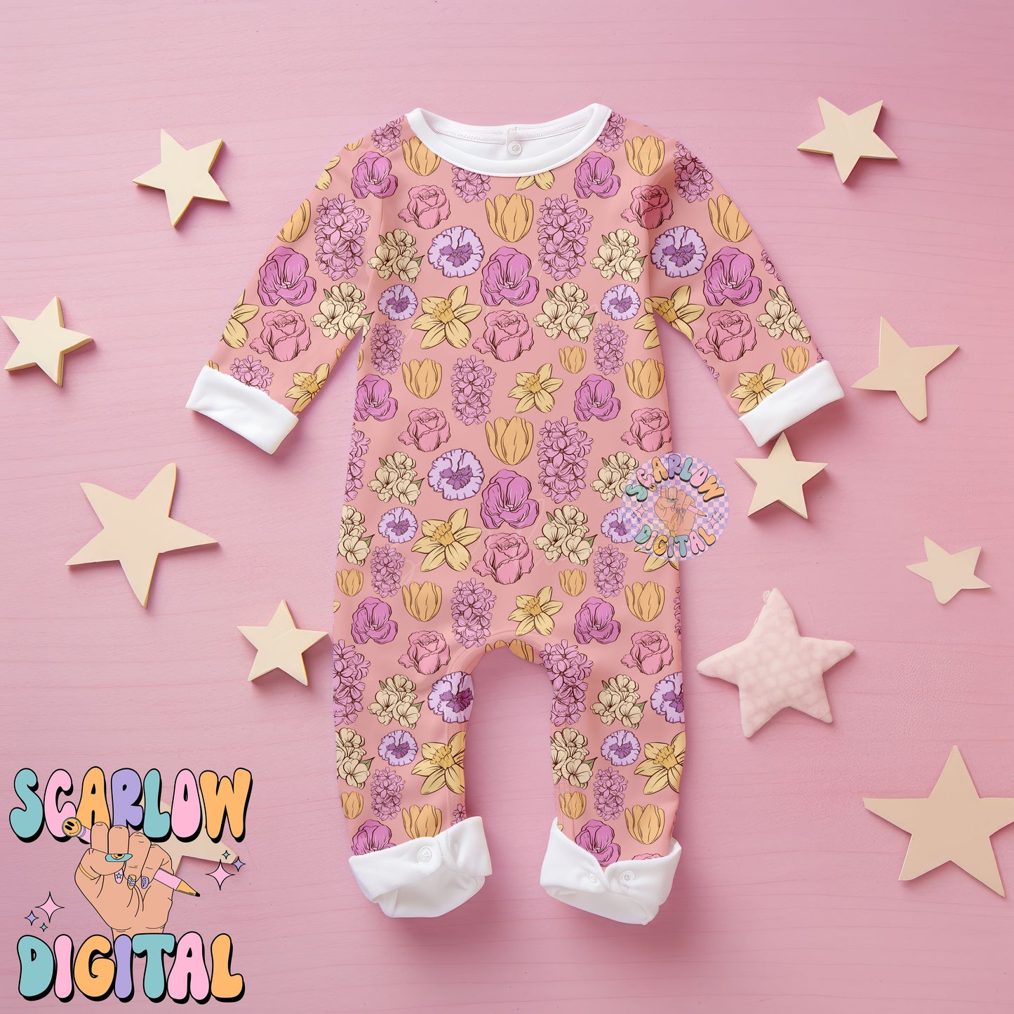 Floral Seamless Pattern-Spring Sublimation Digital Design Download-spring flowers seamless pattern, summer seamless, girly seamless pattern