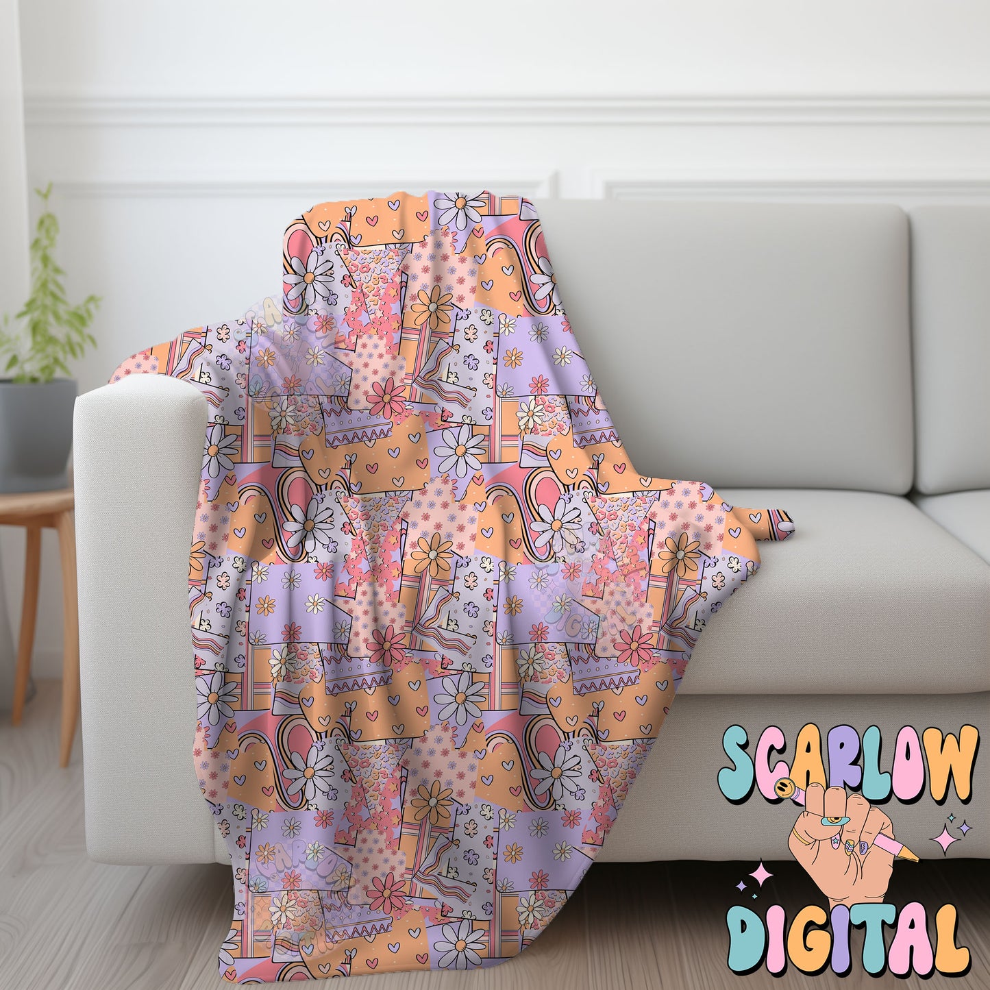 Retro Floral Patchwork Seamless Pattern