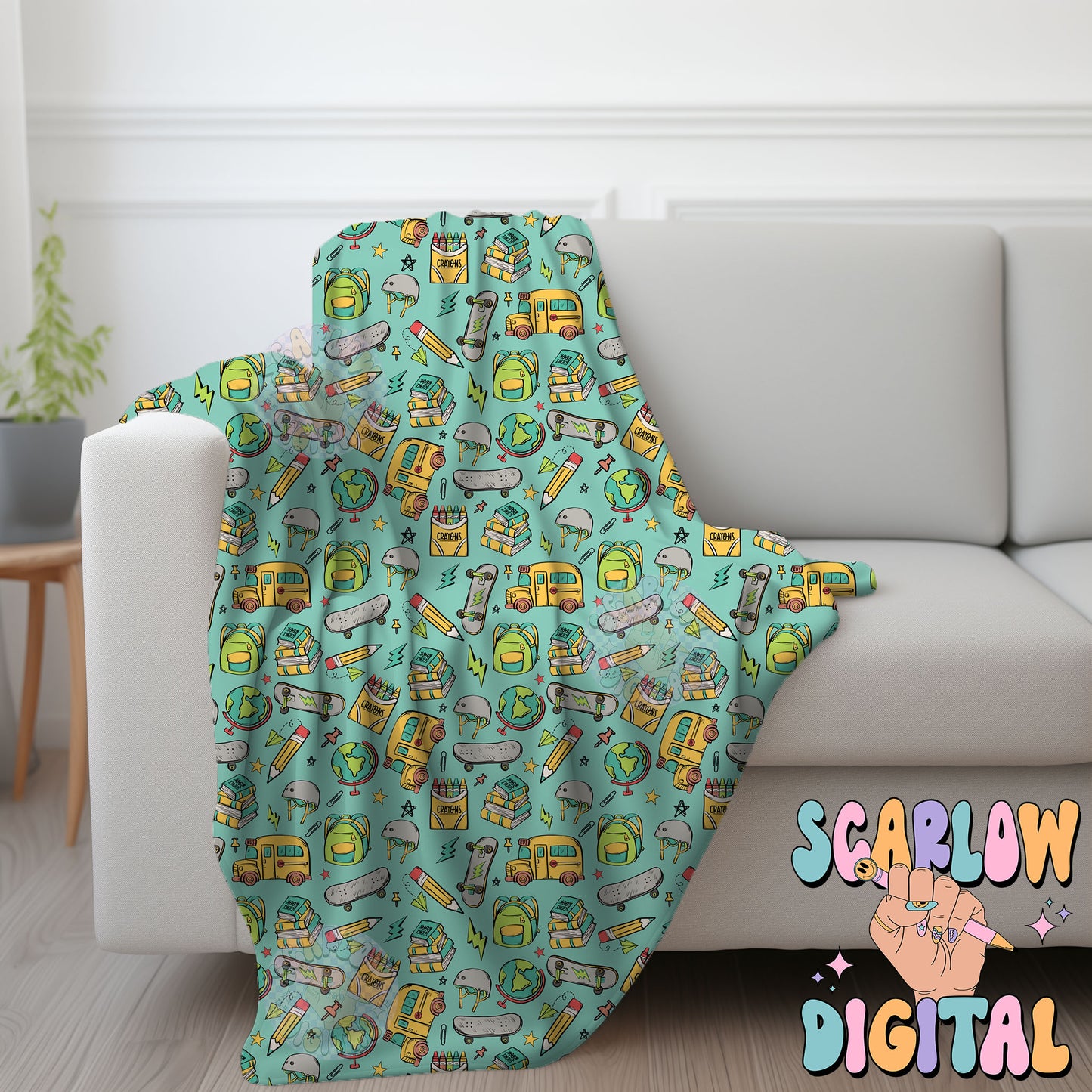 Boy Back to School Seamless Pattern Digital Design
