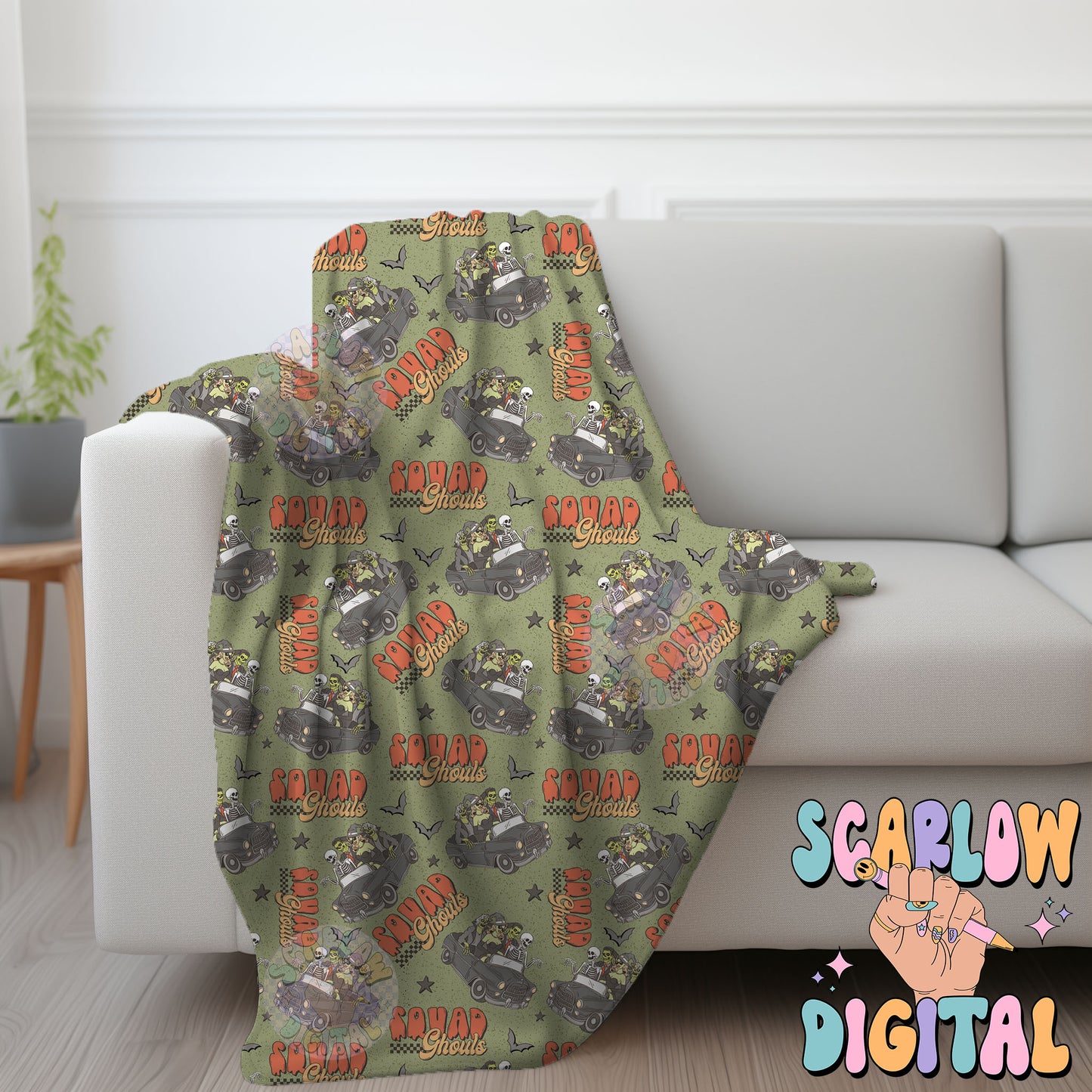 Squad Ghouls Seamless Pattern Digital Design Download, skeletons seamless pattern, zombie seamless, halloween seamless, spooky digital paper