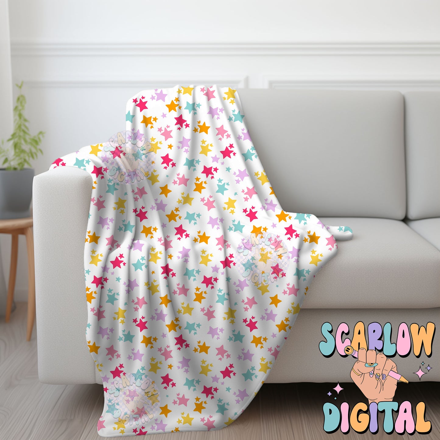 Stars Seamless Pattern Digital Design Download, colorful seamless pattern, retro digital prints, rainbow prints, kids seamless patterns