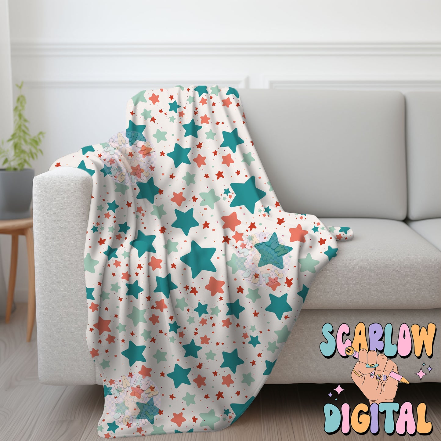 Patriotic Stars Seamless Pattern