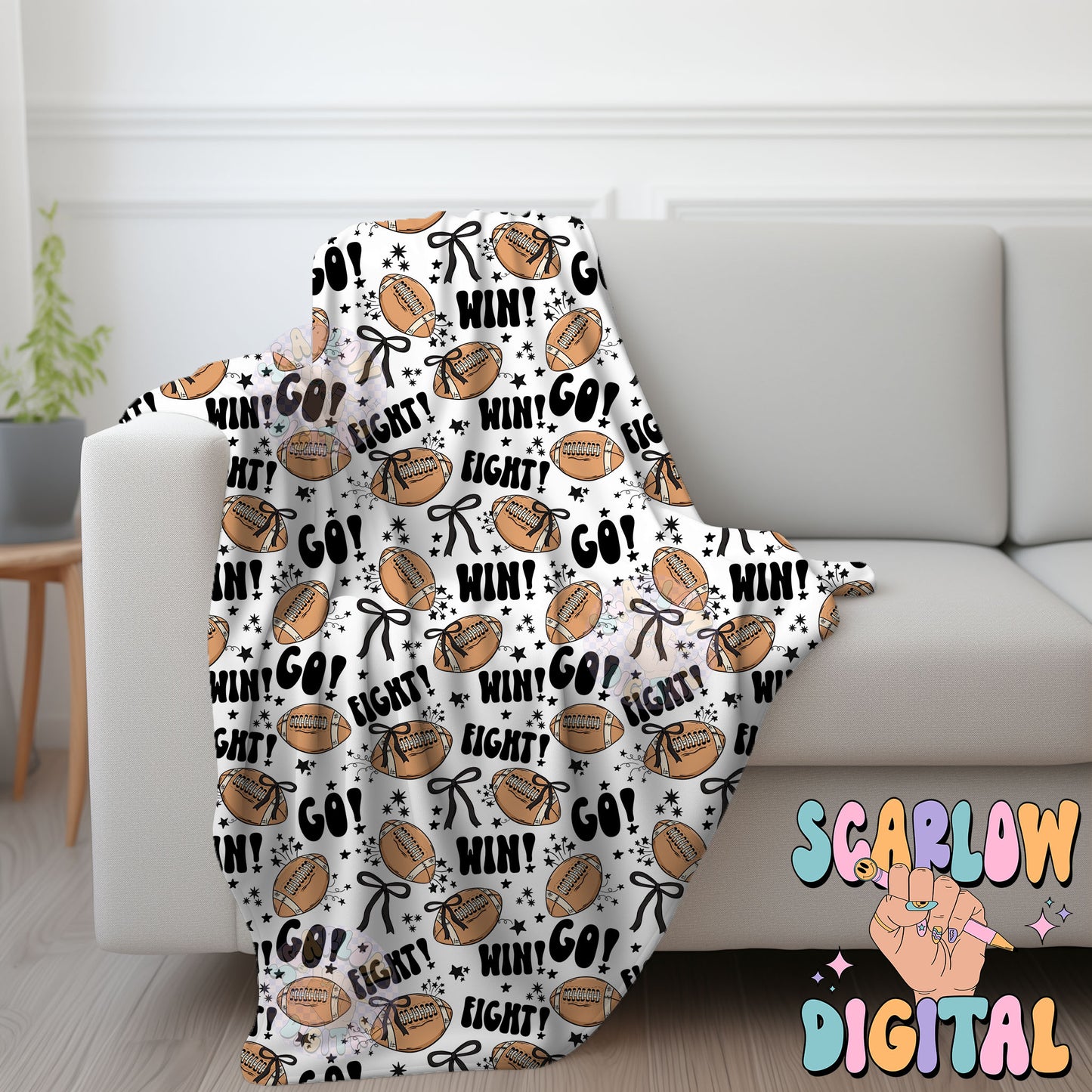Footballs and Bows Seamless Pattern Digital Design