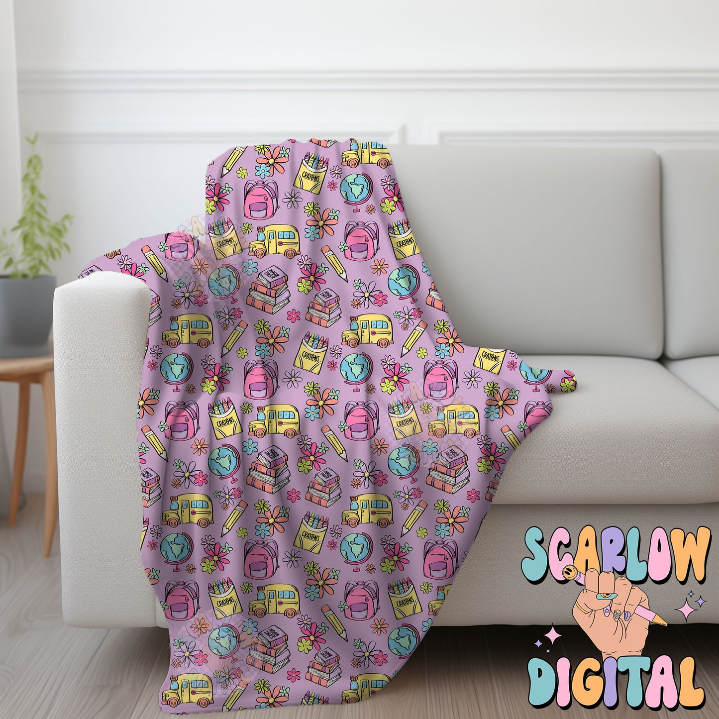 Girl Back to School Seamless Pattern Digital Design