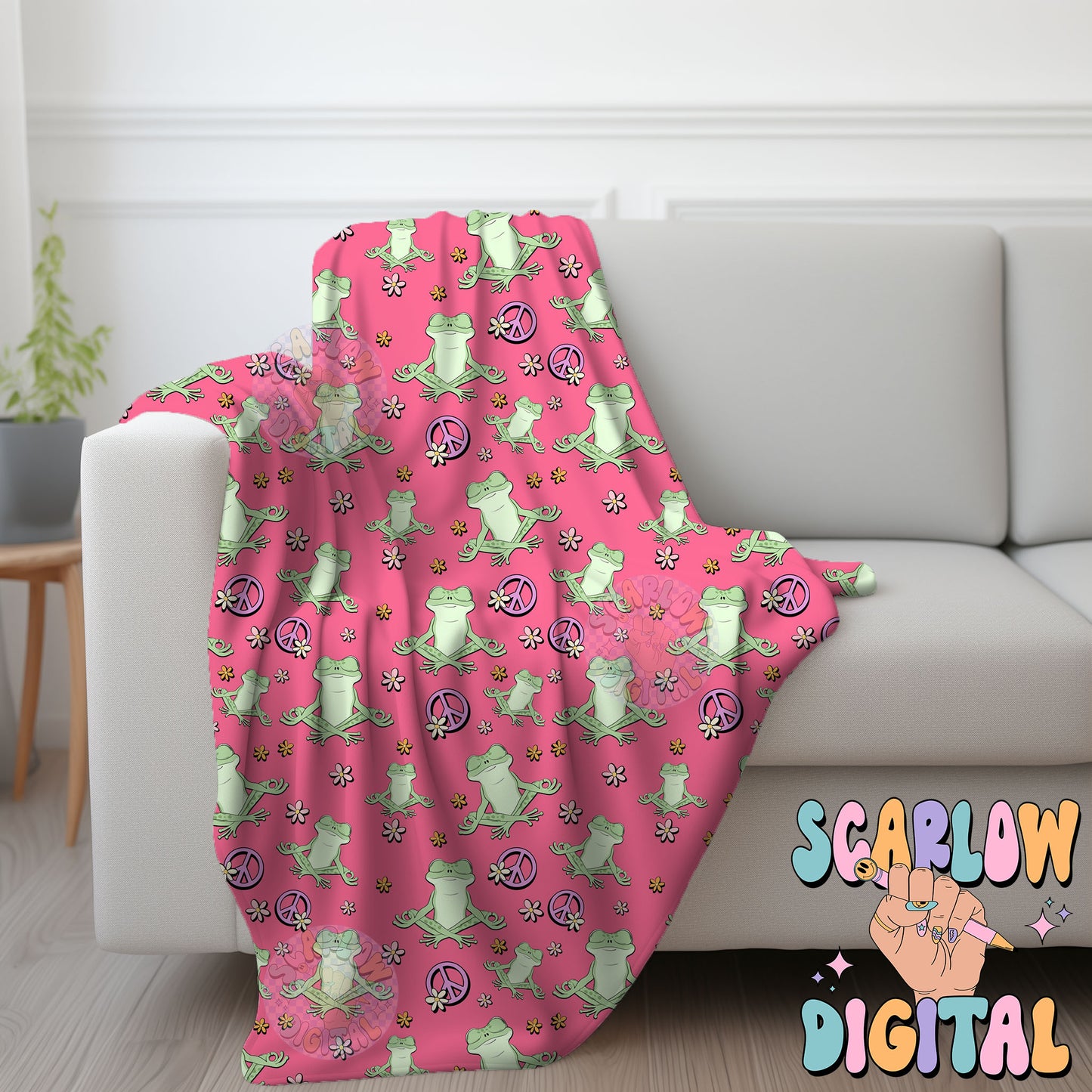 Groovy Frog Seamless Pattern Digital Design