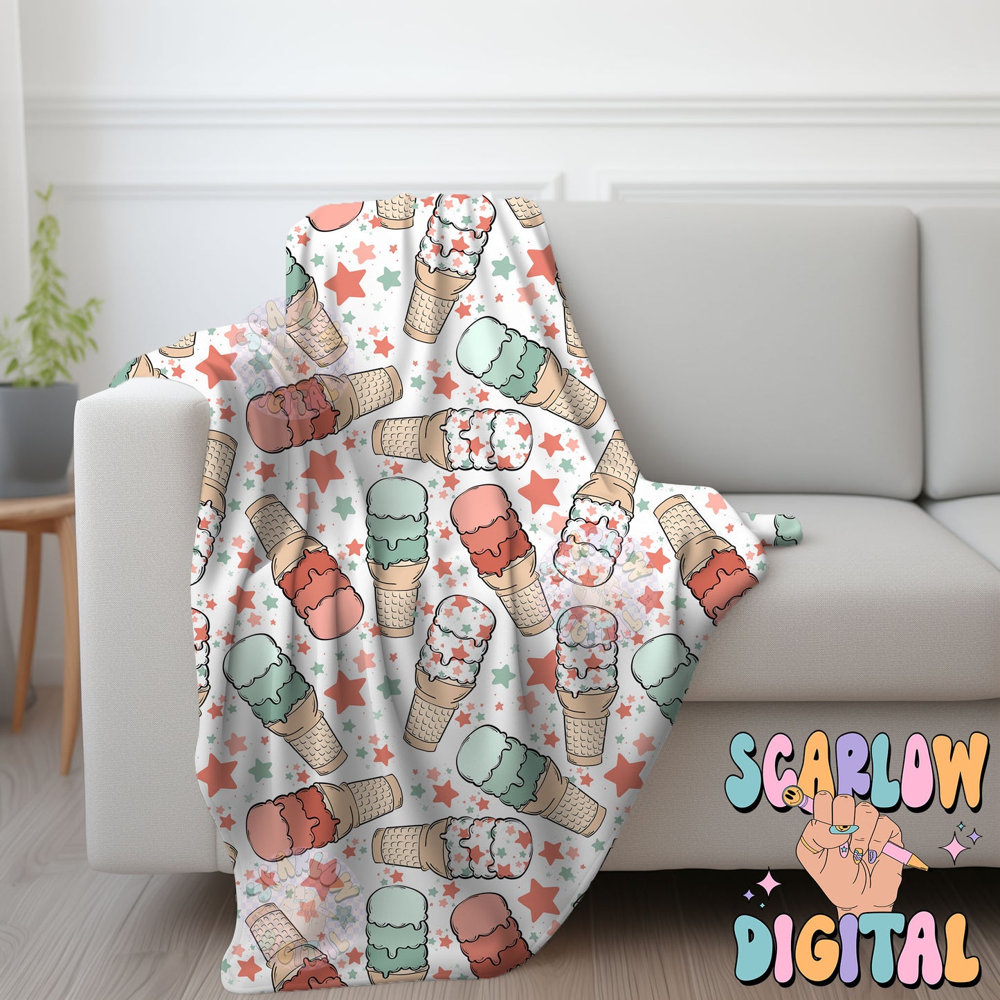 Patriotic Ice Cream Seamless Pattern