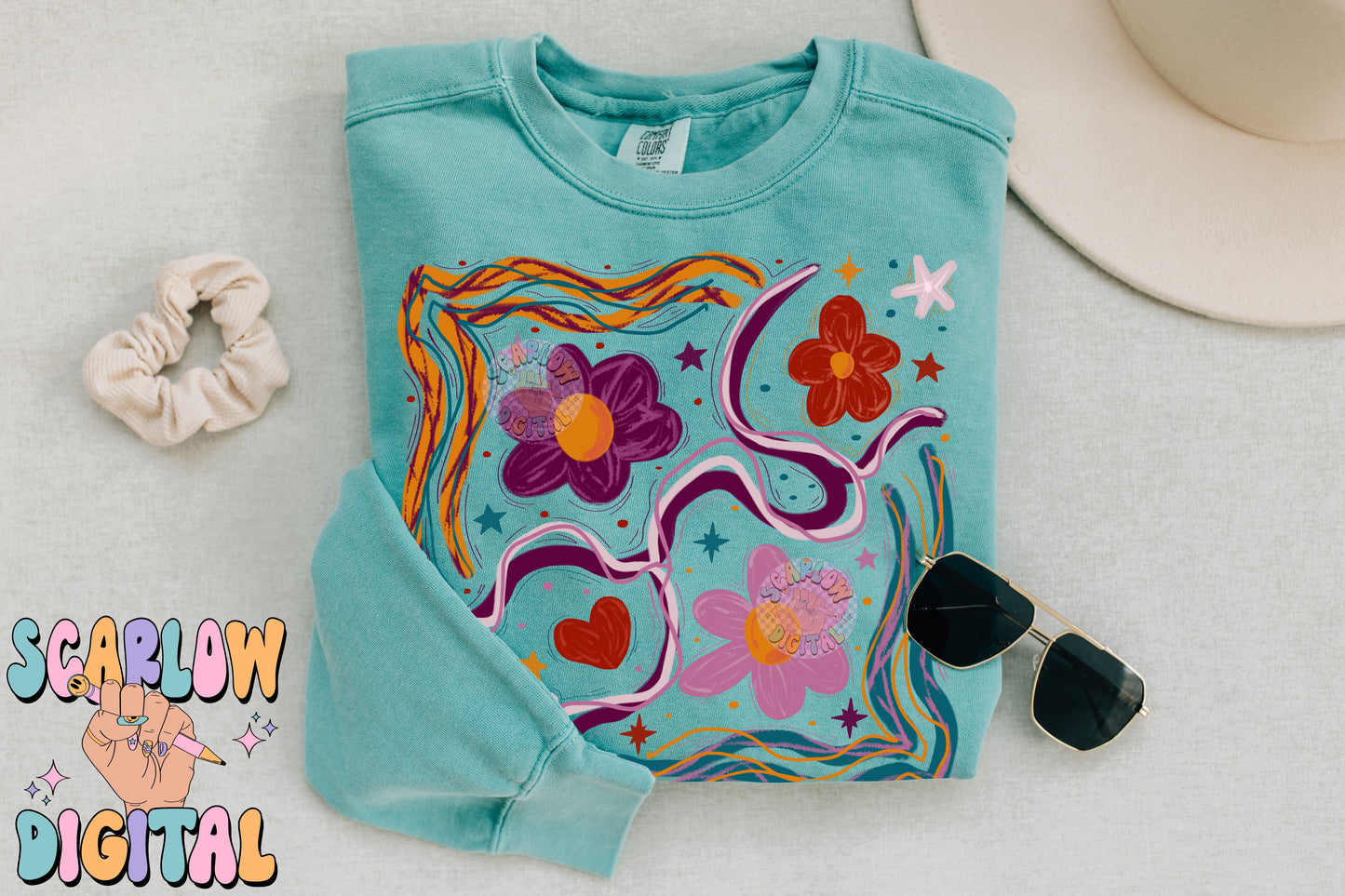 Boho Flowers PNG Digital Design