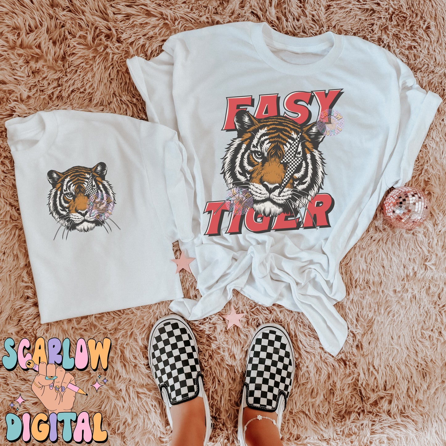 Easy Tiger PNG Front and Back Bundle Digital Design Download, grunge png, edgy png, lightening bolt png, checkers png, mens png, unisex png