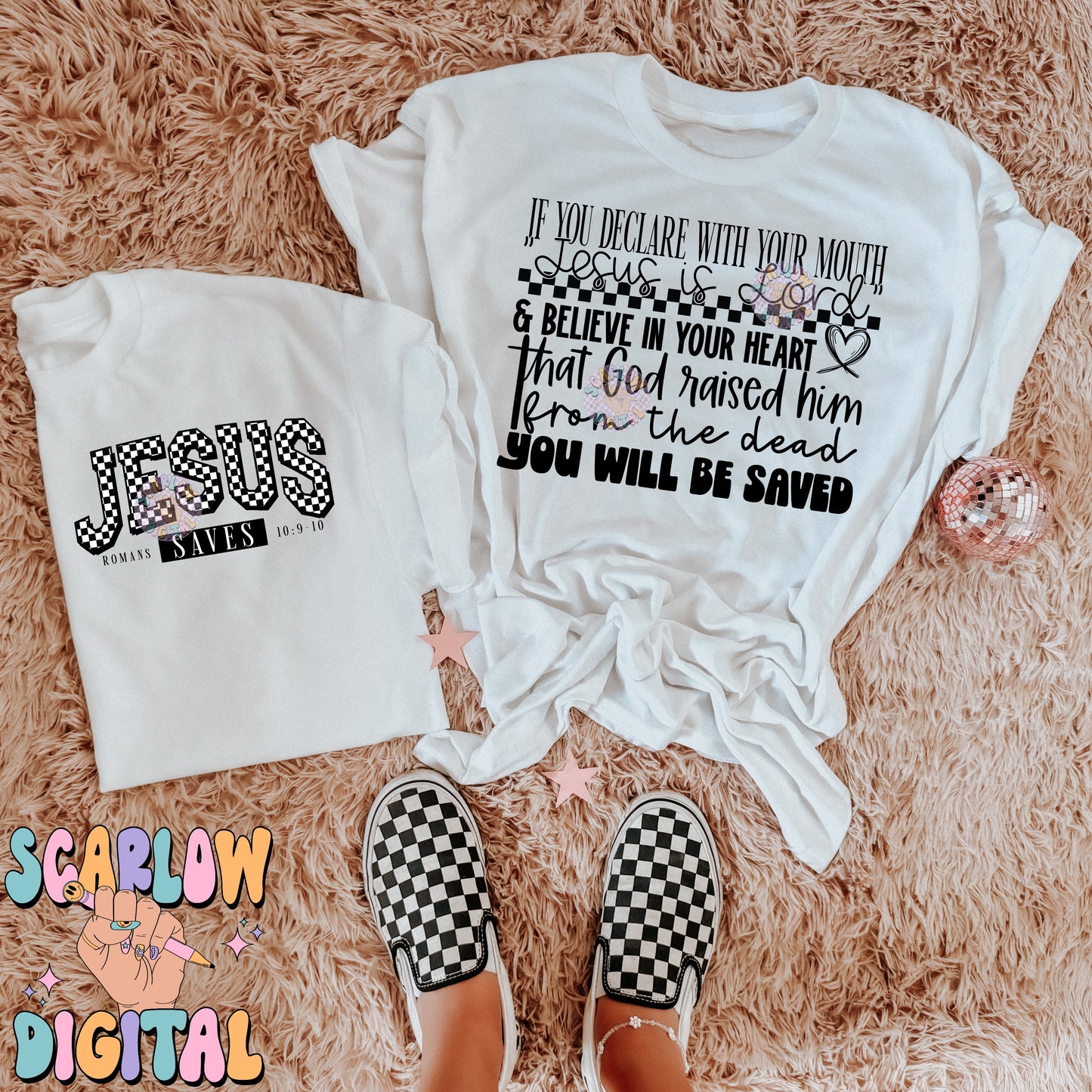 Jesus Saves Front and Back PNG Digital Design Download, amen png, romans png, christian png, prayer png, bible verse png, single color png