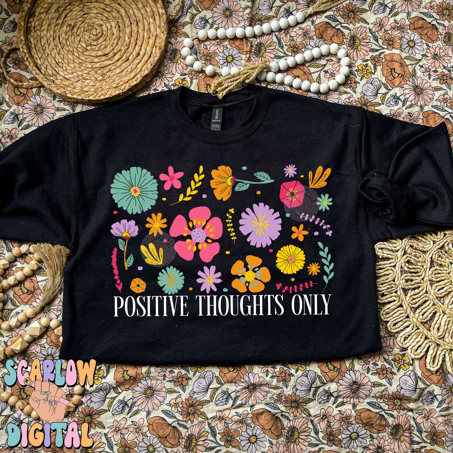 Positive Thoughts Only PNG Digital Design