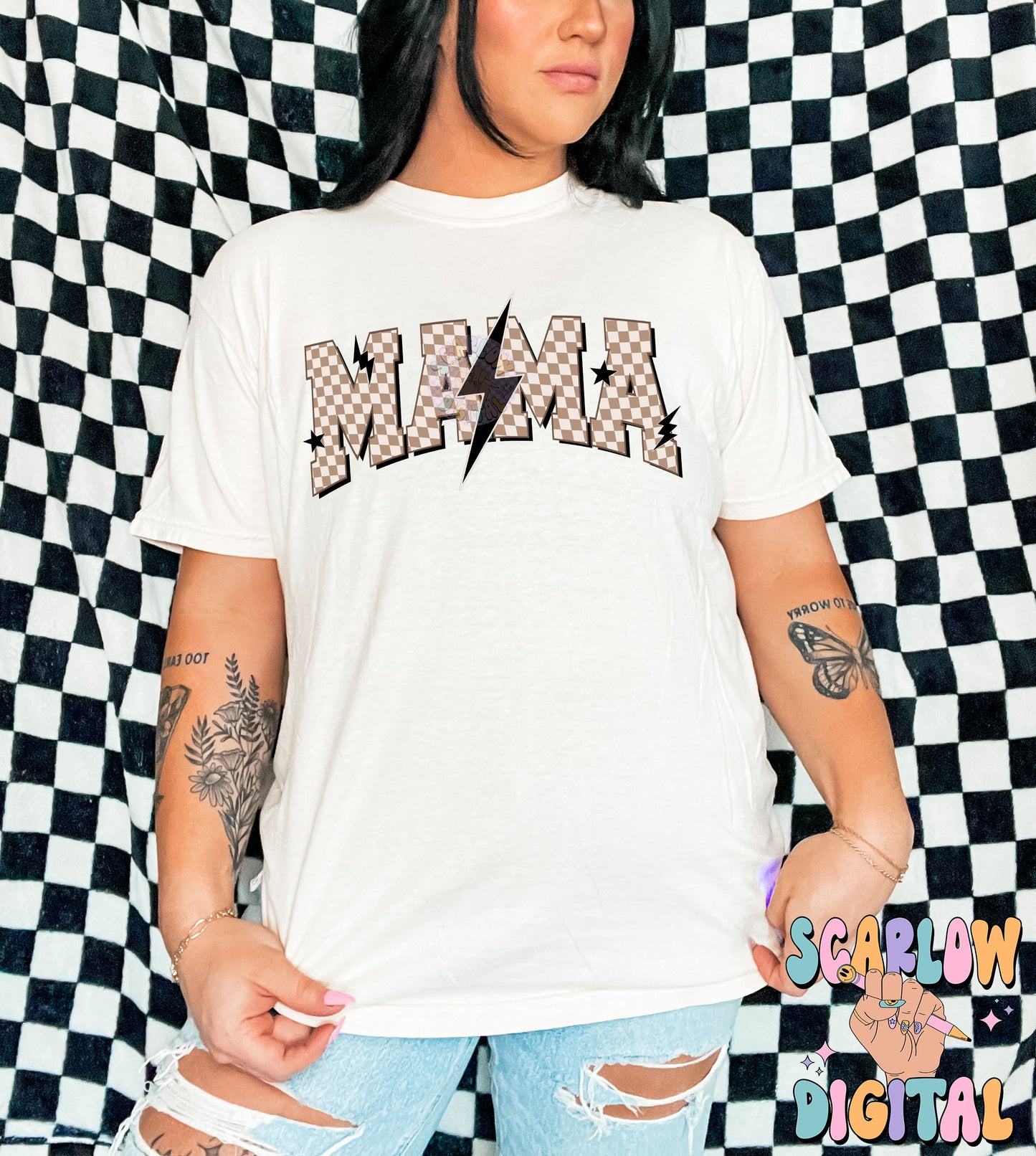 Checkered Mama PNG Digital Design