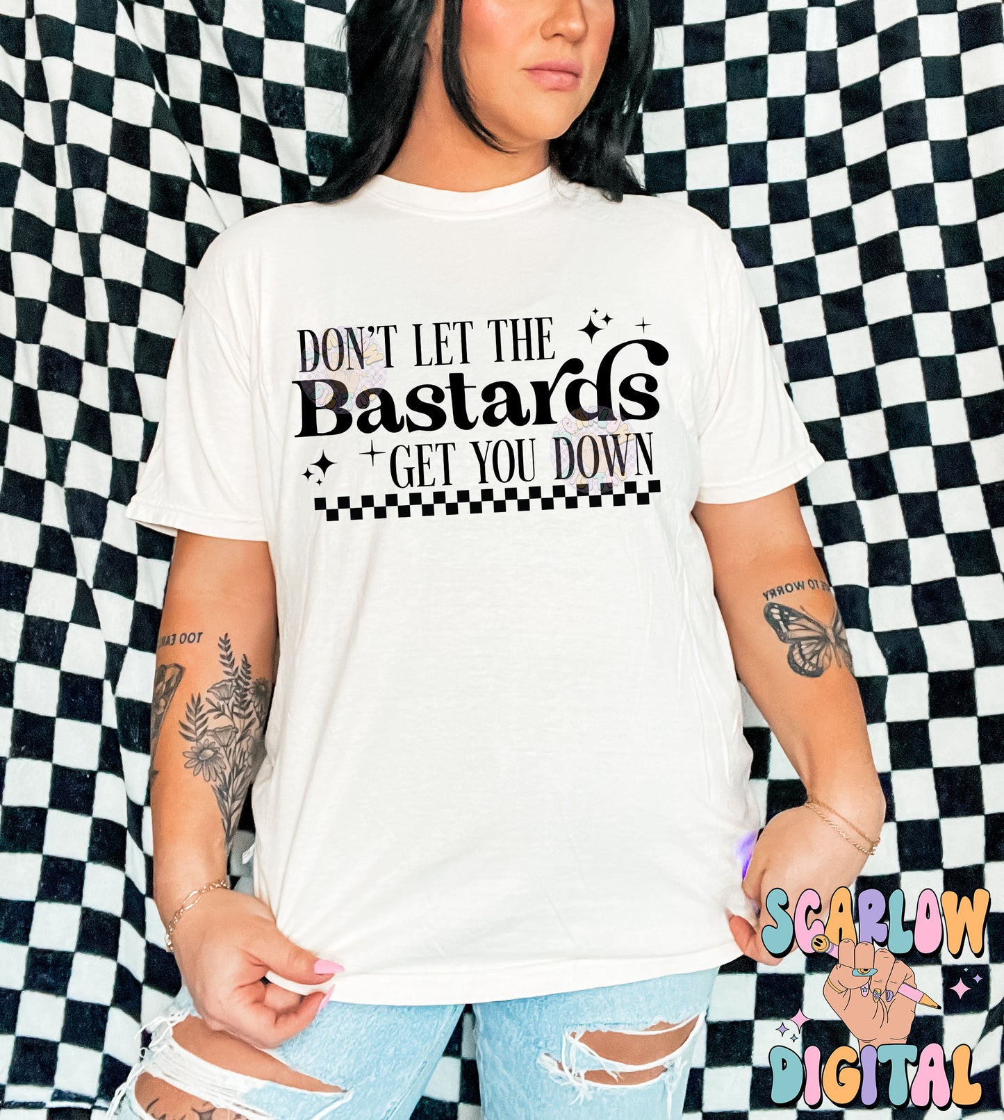 Don't Let The Bastards Get You Down PNG Digital Design Download, funny png, adult humor png, crude humor png, checkers png, retro png design