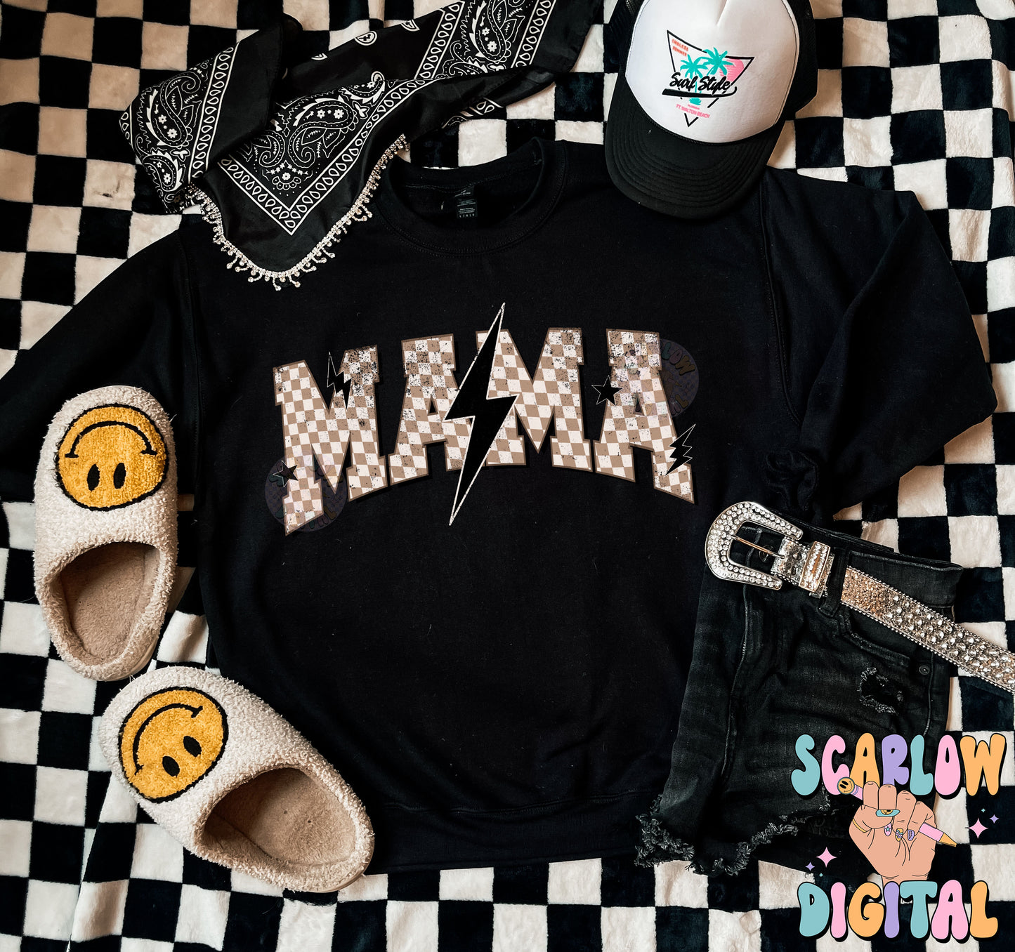 Checkered Mama PNG Digital Design