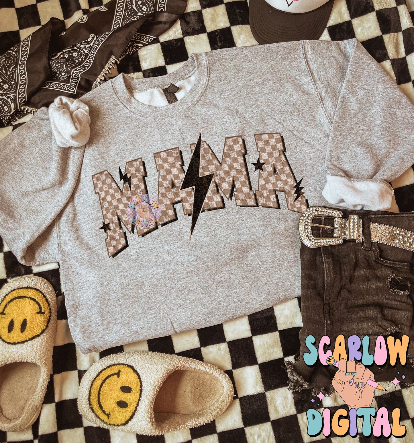 Checkered Mama PNG Digital Design