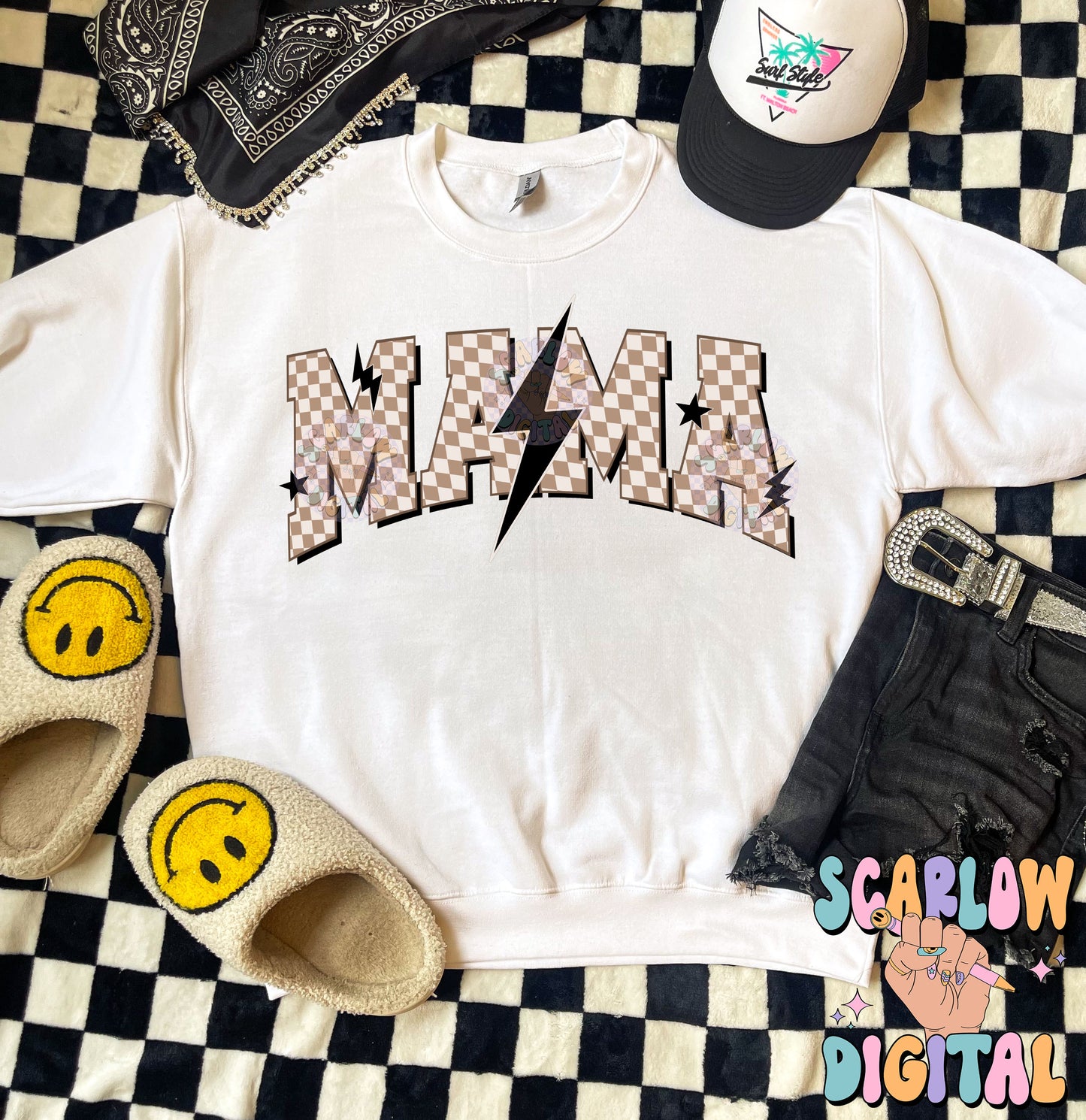 Checkered Mama PNG Digital Design