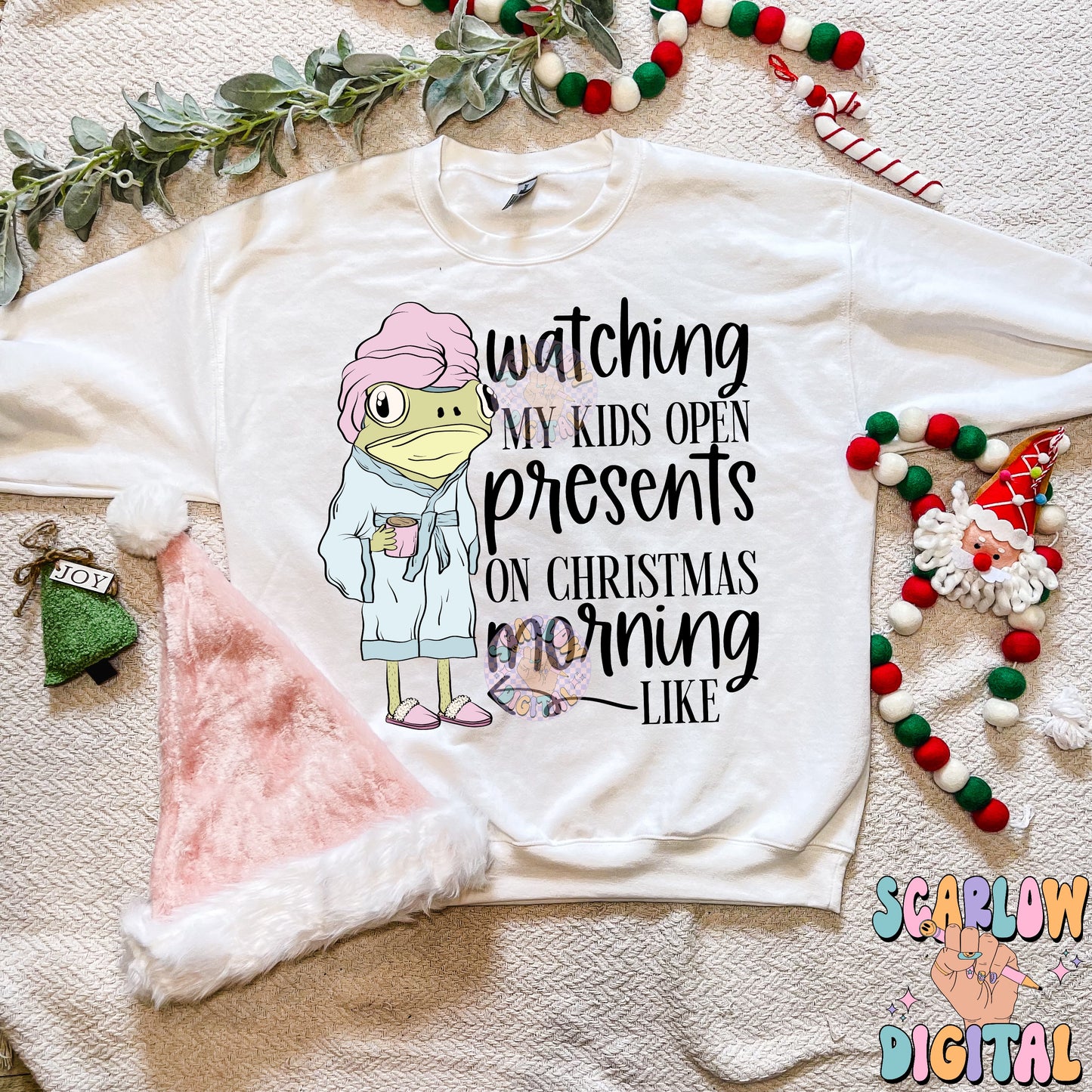 Watching My Kids Open Presents PNG Digital Design, funny christmas designs, frog png, christmas mama designs, adult humor png, holiday png