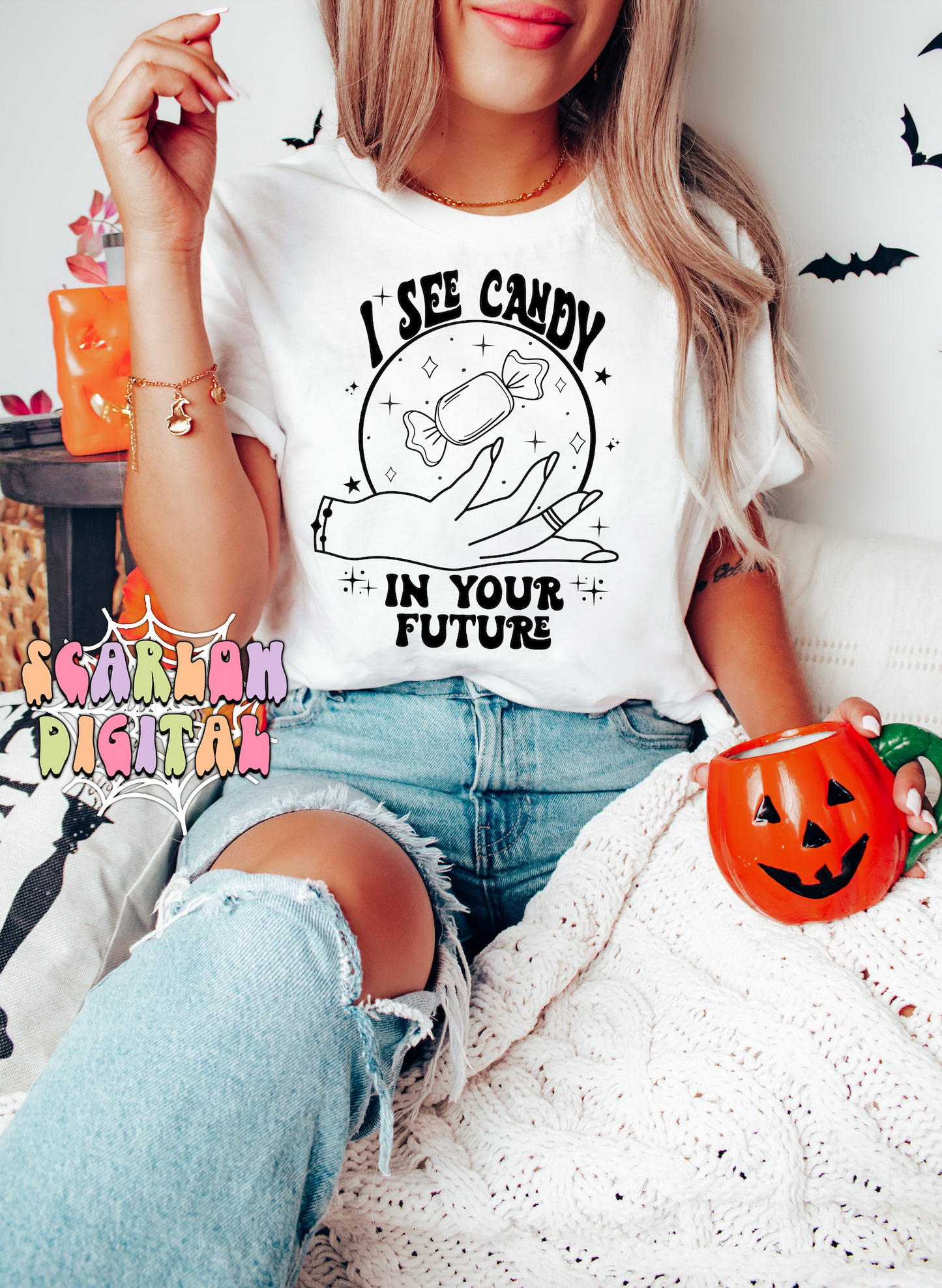 I See Candy in Your Future SVG-Halloween Cricut Cut File Digital Design Download-witchcraft svg, crystal ball svg, candy svg, trick or treat