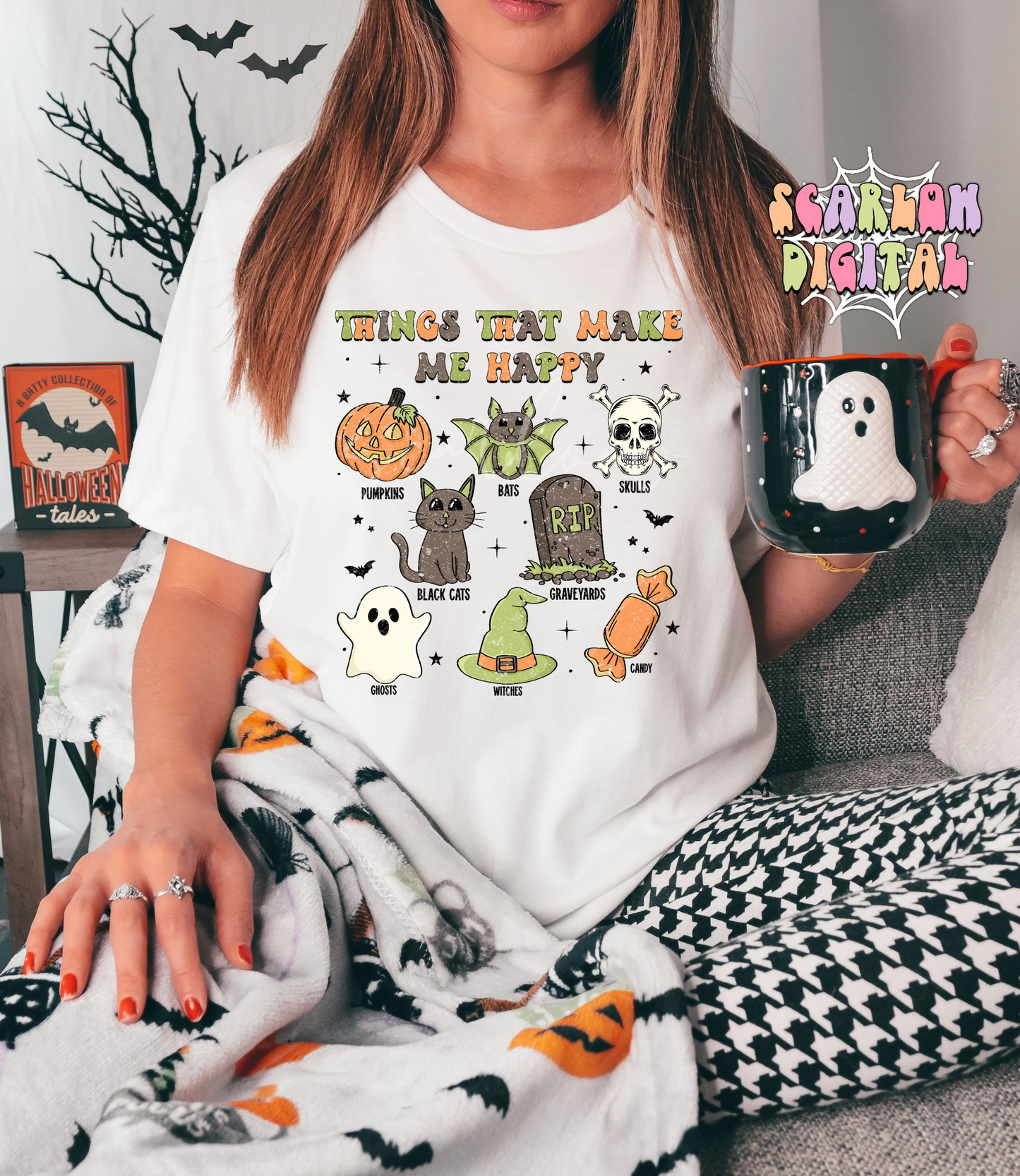 Things That Make Me Happy PNG-Halloween Sublimation Digital Design Download-cute halloween png, spooky season png, ghost png, fall png files