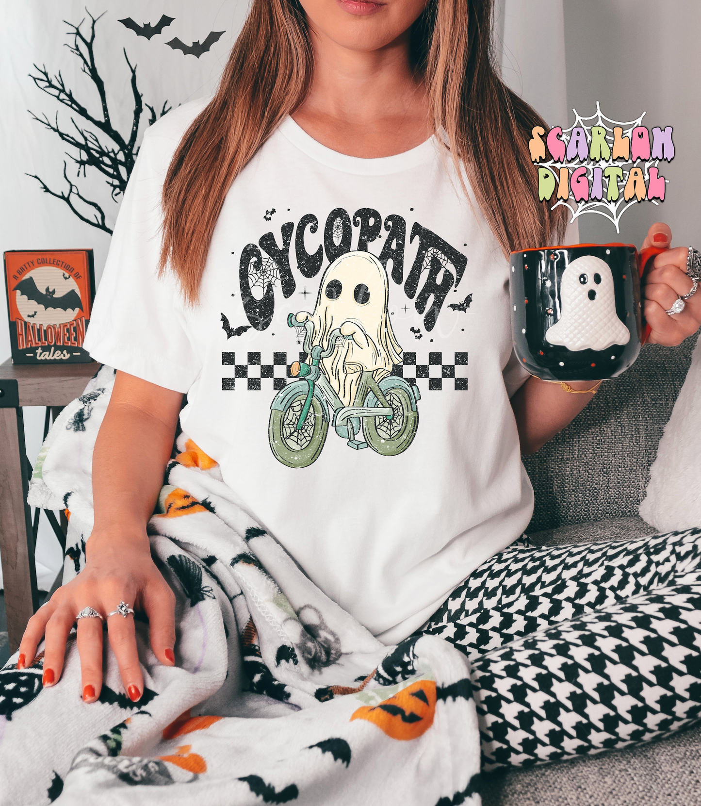 Cycopath PNG-Halloween Sublimation Digital Design Download-bicycle png, ghost png, spooky season png, cute spooky png, trendy halloween png