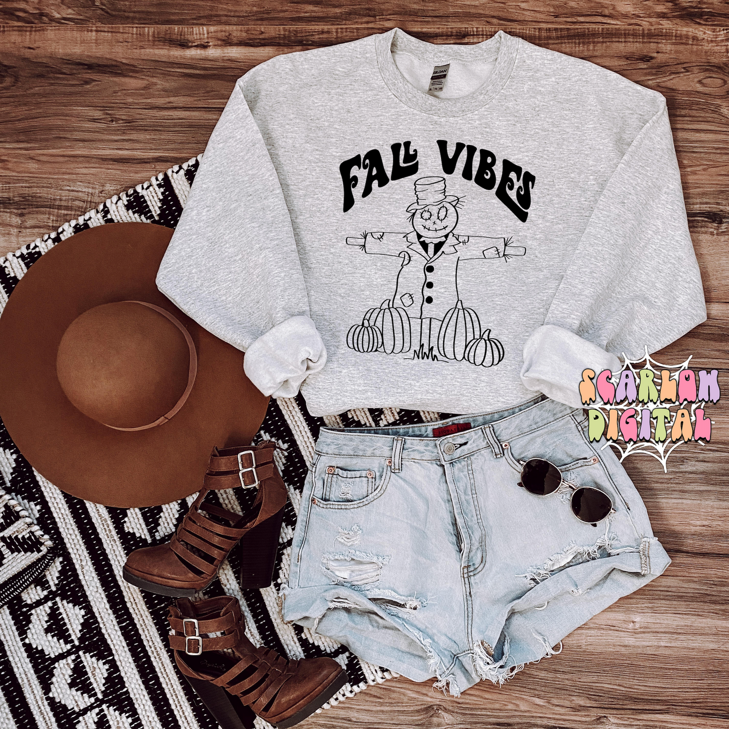 Fall Vibes SVG-Autumn Cricut Cut File Digital Design Download-scarecrow svg, pumpkins svg, boho fall svg, halloween svg, october svg files