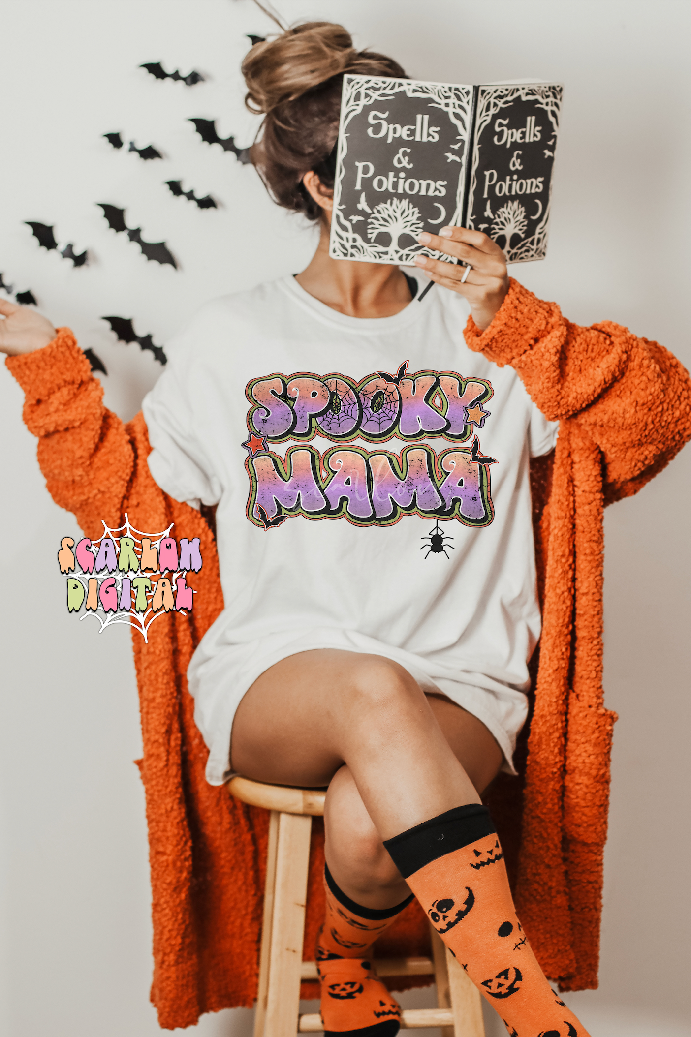 Spooky Mama PNG-Halloween Sublimation Digital Design Download-spooky season png, png for moms, mama png, fall png, trendy png, spider png