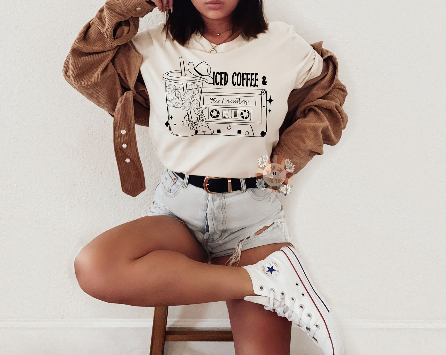 Iced Coffee and 90s Country PNG-Western Sublimation Digital Design Download-country music png, cowgirl png, cowboy png, adult png design