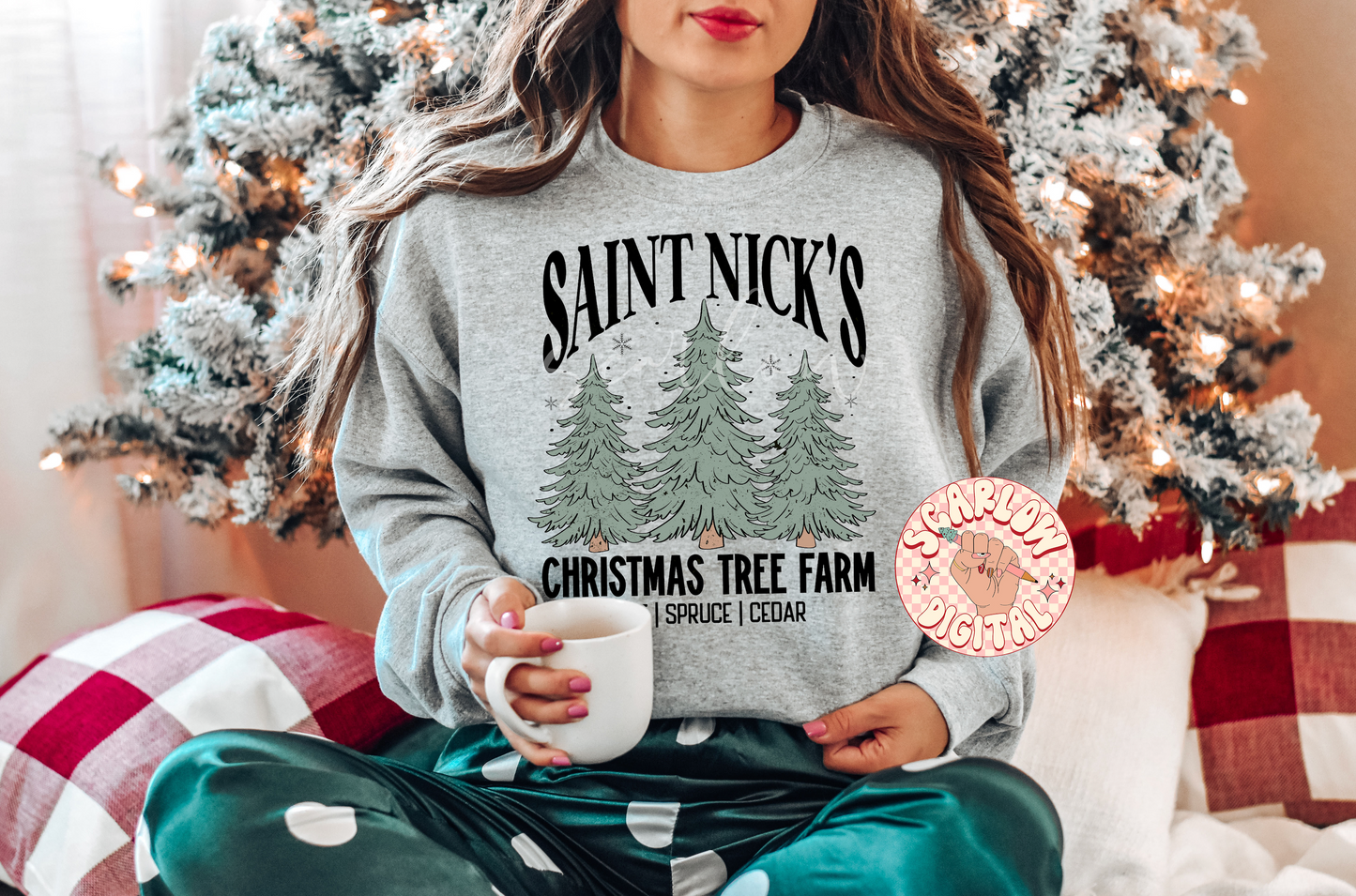 Saint Nick's Christmas Tree Farm PNG Digital Design