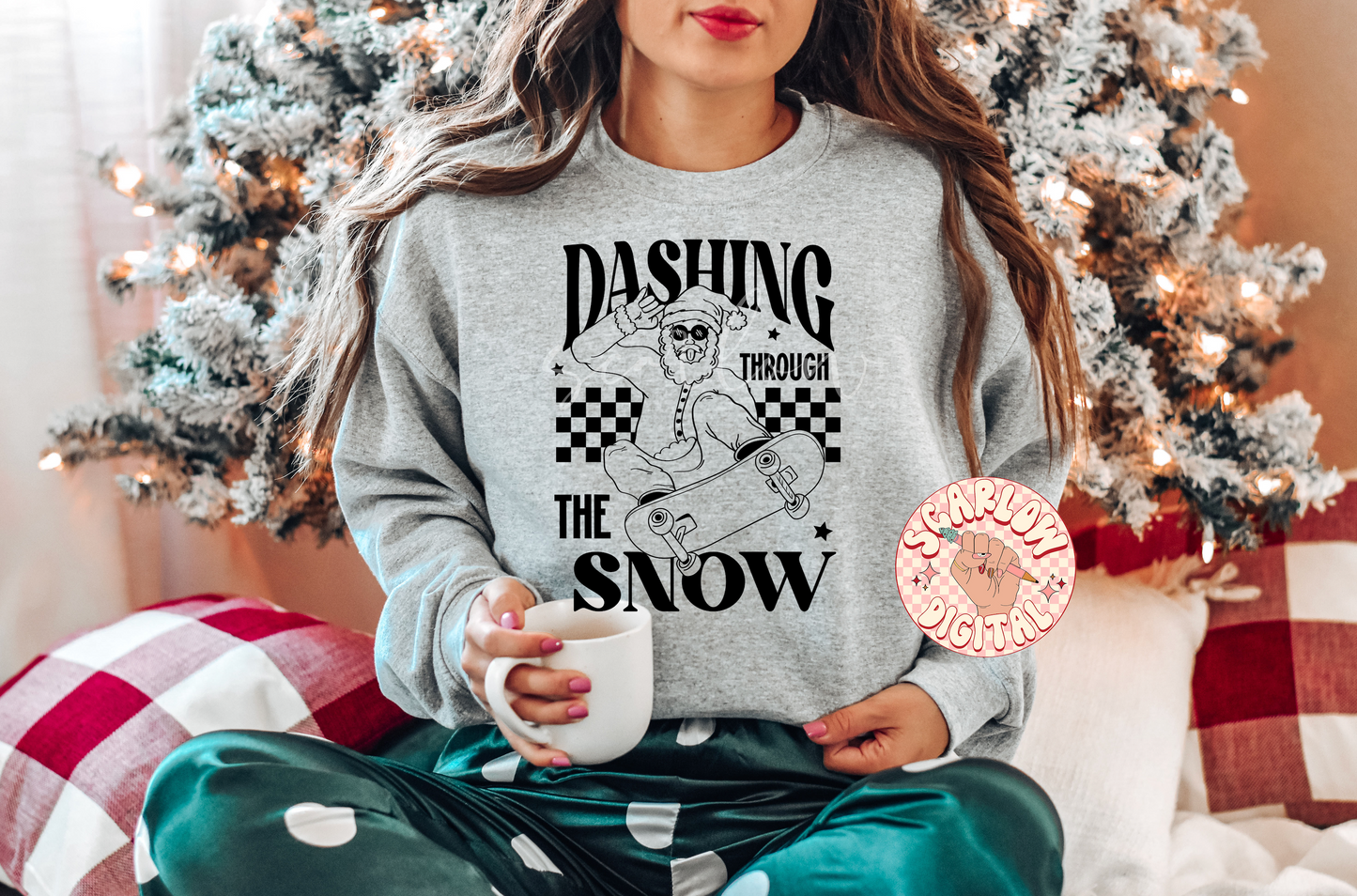 Dashing Through the Snow SVG-Christmas Cut File Digital Design Download-rocker santa svg, skater santa svg, boy christmas svg, boy designs