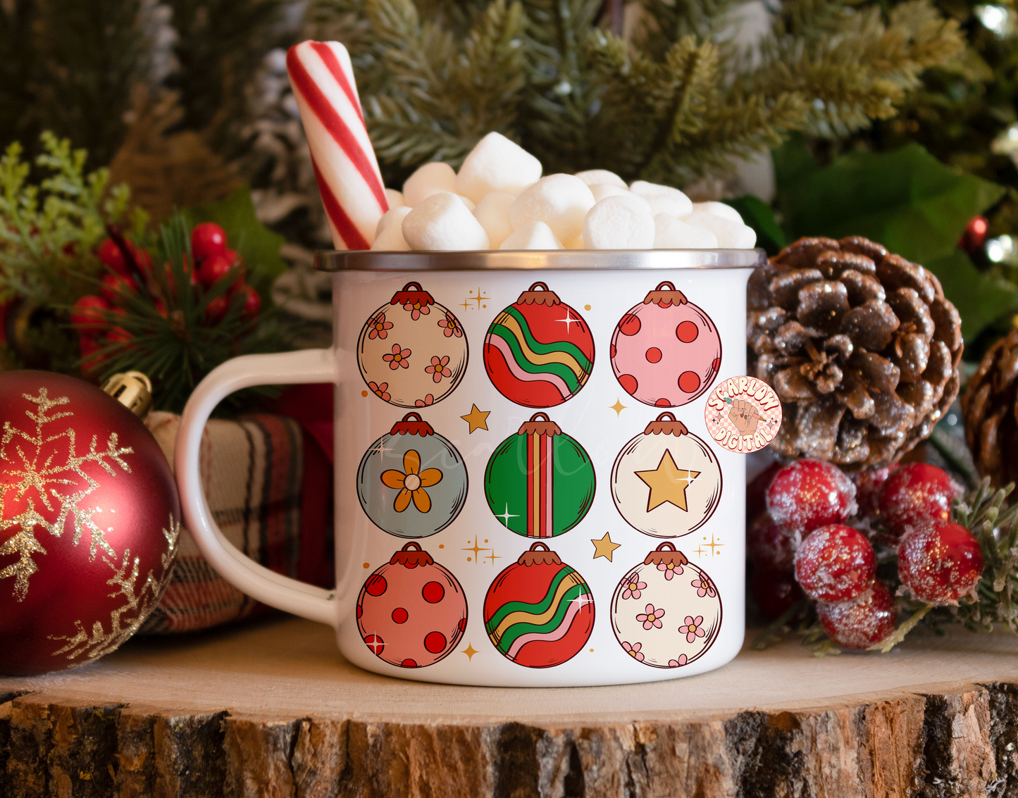 Ornaments PNG-Christmas Sublimation Digital Design Download-floral christmas png, girly christmas png, boho christmas png, flowers png