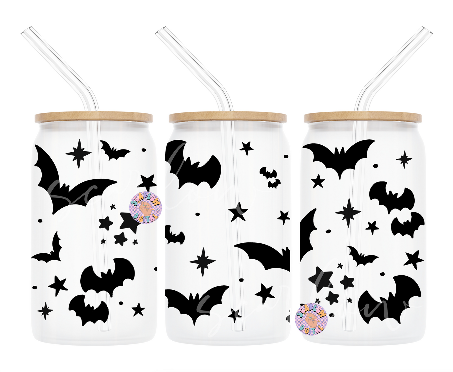 Bats Glass Can Wrap PNG-Halloween 16 oz. Can Glass Sublimation Digital Design Download-spooky can glass png, fall cup wraps png designs