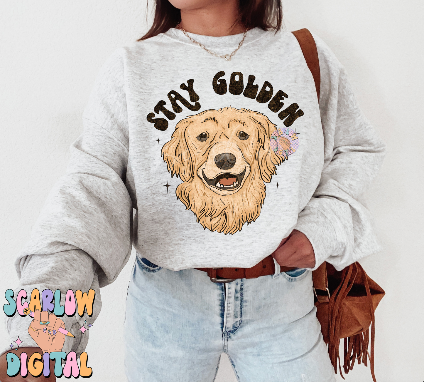 Stay Golden PNG-Golden Retriever Sublimation Digital Design Download-dog mama png, fur mama png, dog lover png, puppy png, cute png designs