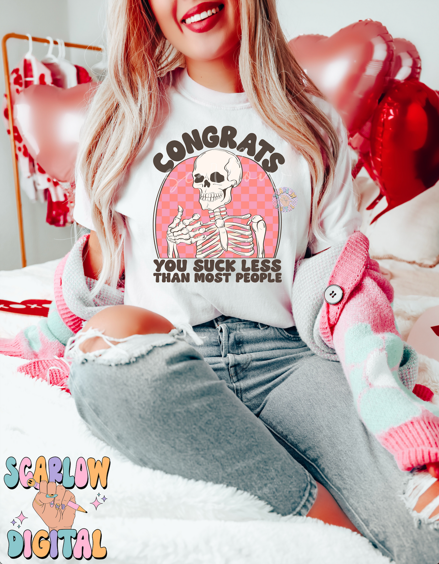 Congrats You Suck Less Than Most People PNG-Valentine's Day Sublimation Digital Design Download-snarky valentines png, skeleton png design
